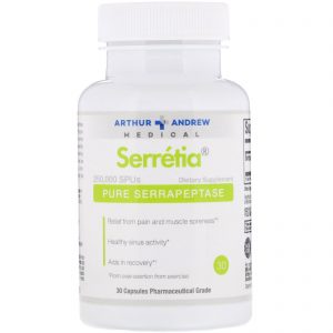 Comprar Arthur Andrew Medical, Serretia, Pure Serrapeptase, 500 mg, 30 Capsules