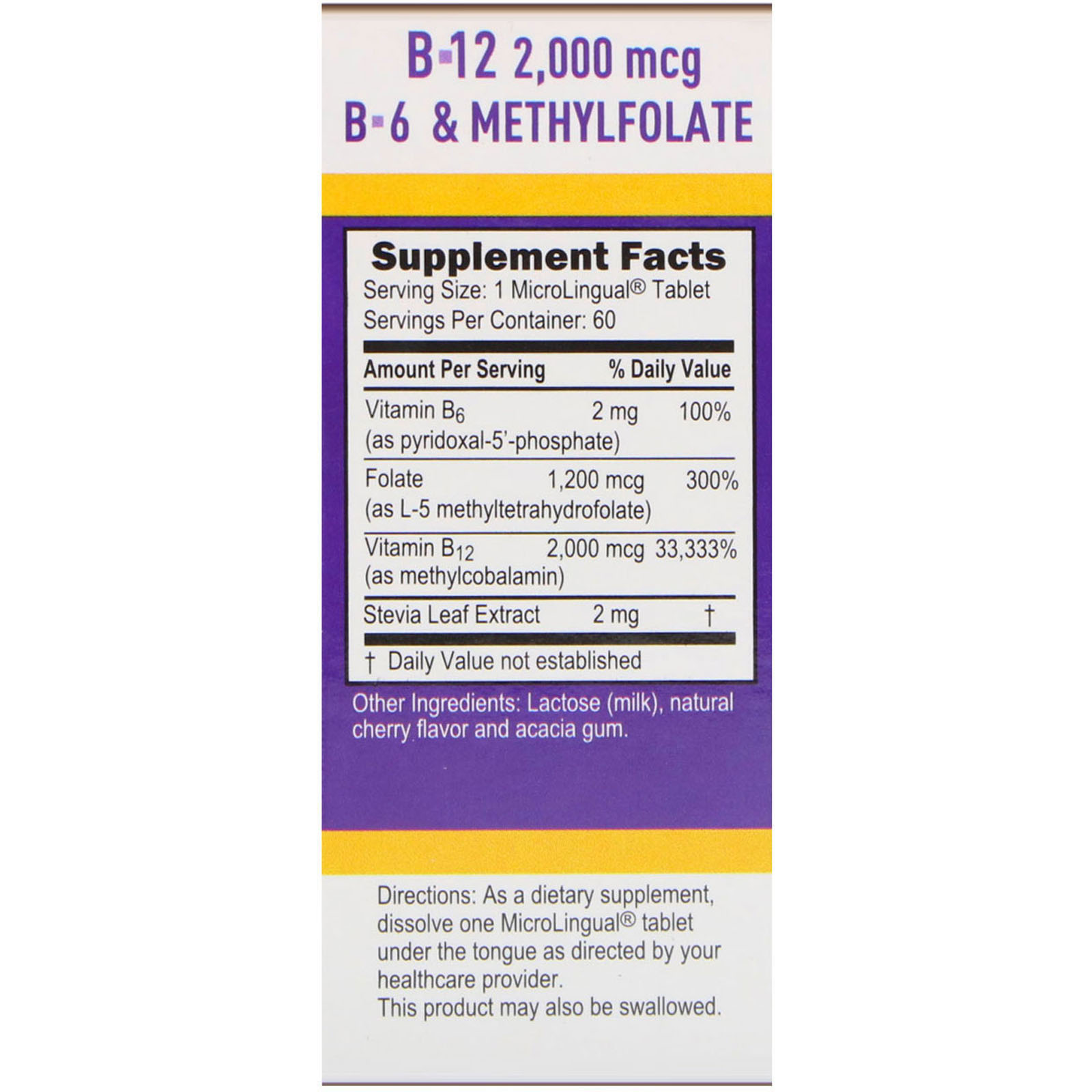 Comprar Superior Source, B-12 Metilcobalamina Ativada, B-6 (P-5-P) e Metilfolato, 2.000 mcg / 1.200 mcg, 60 Comprimidos - Imagem 2