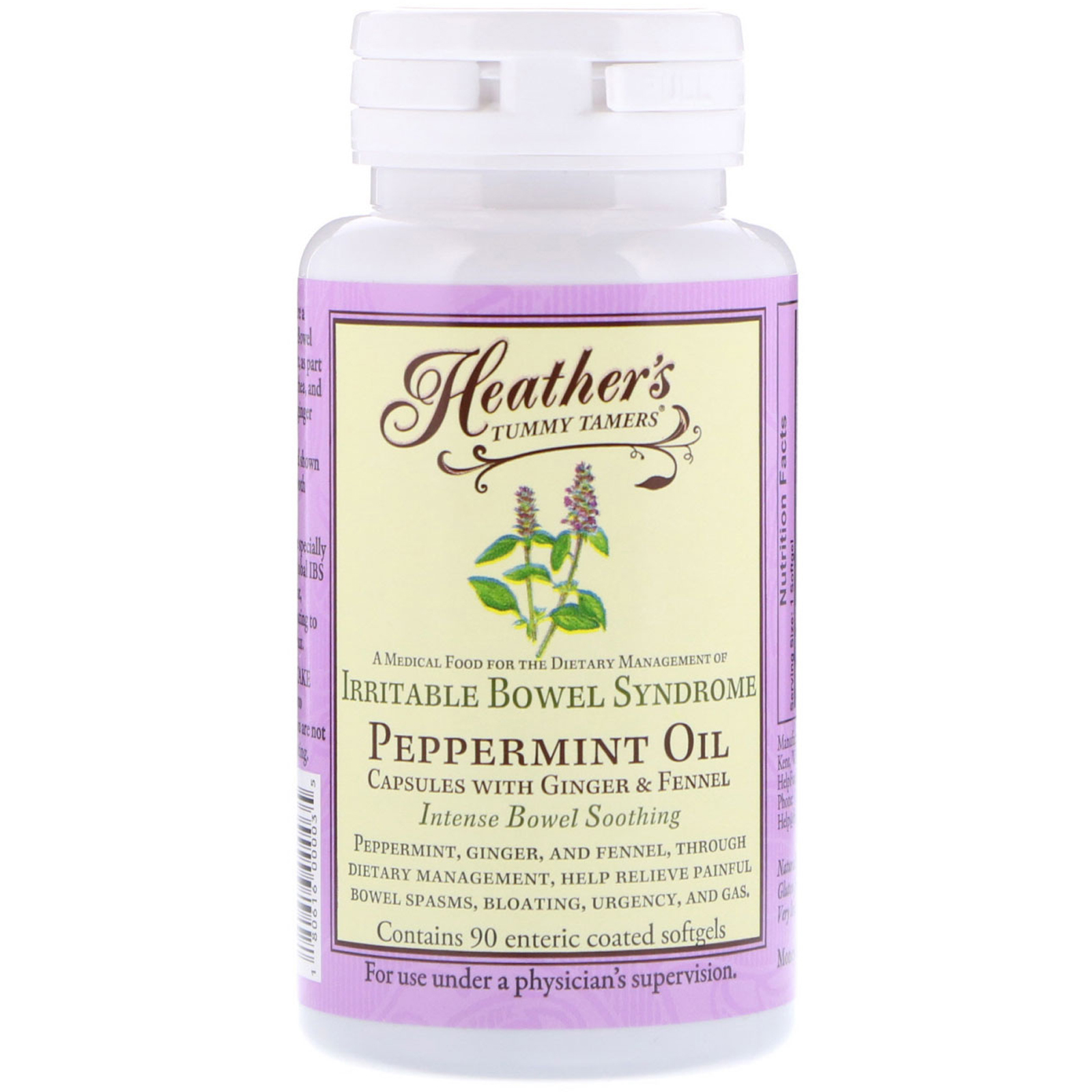 Comprar Heather's Tummy Care, Óleo de Menta, Síndrome do Intestino Intensa, 90 Cápsulas de Softgel com Revestimento Entérico