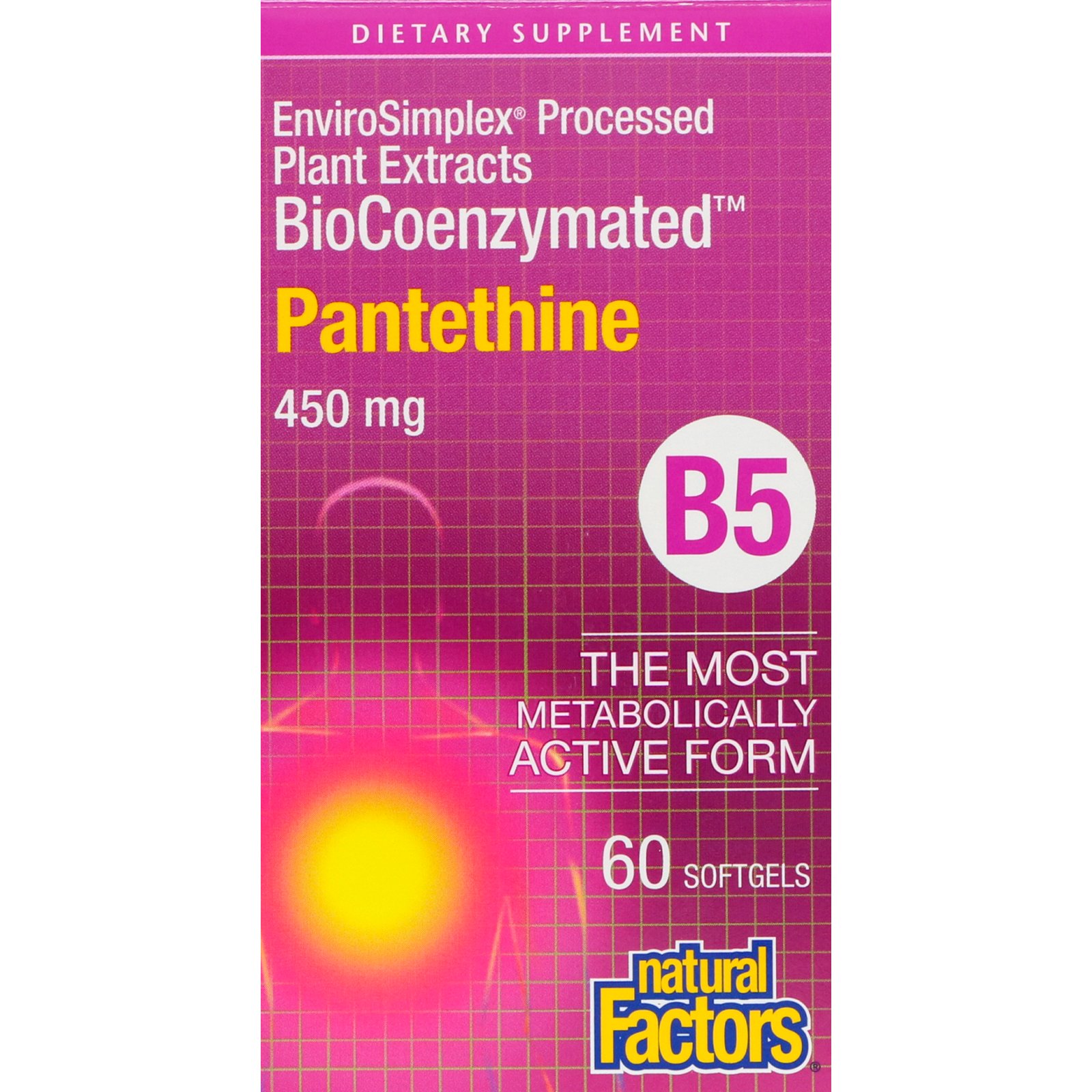 Comprar Natural Factors, BioCoenzymated, B5, Pantethine, 450 mg, 60 Softgels