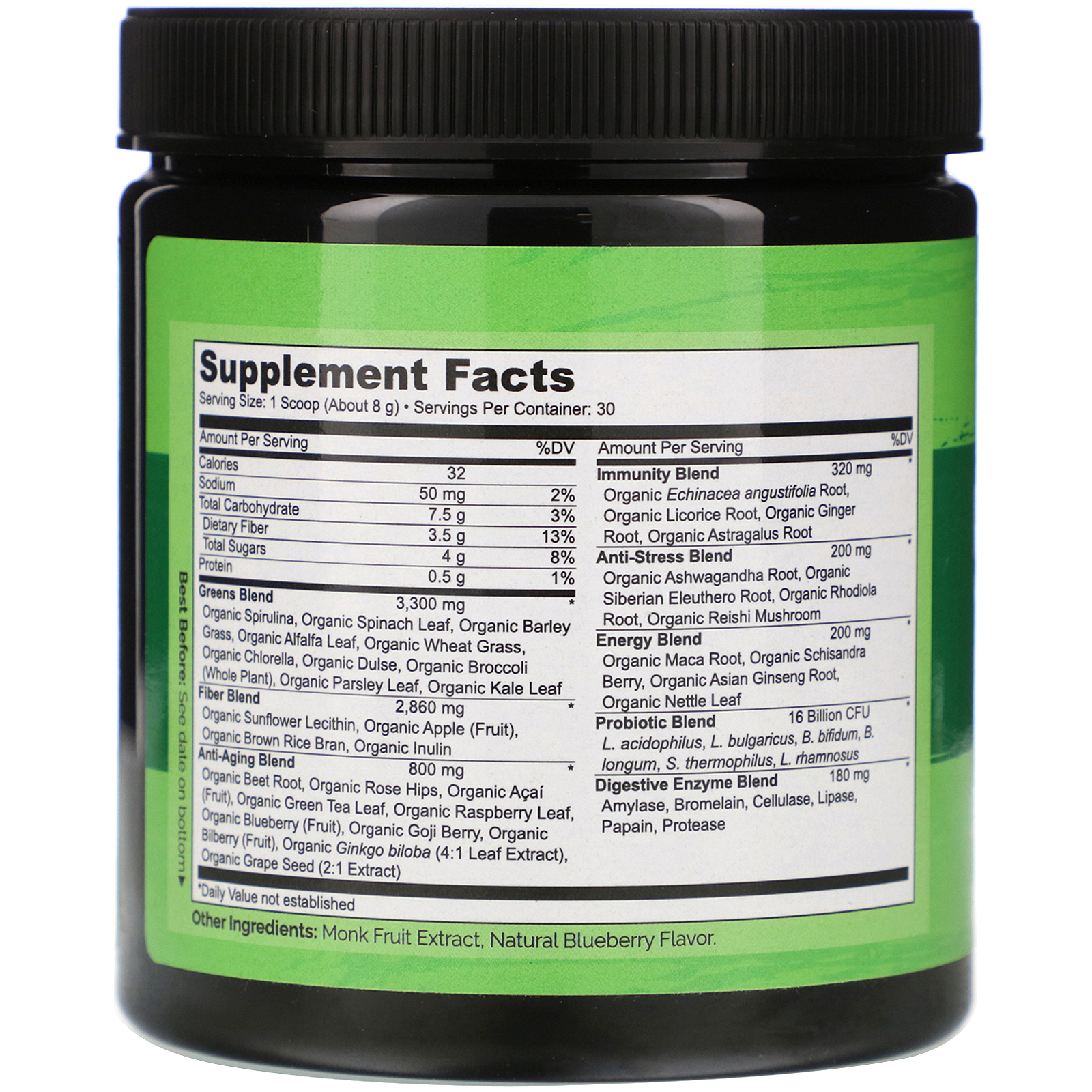 Comprar NATURELO, Raw Greens, Whole Food Powder, Wild Berry Flavor, 8.5 oz (240 g) - Imagem 2
