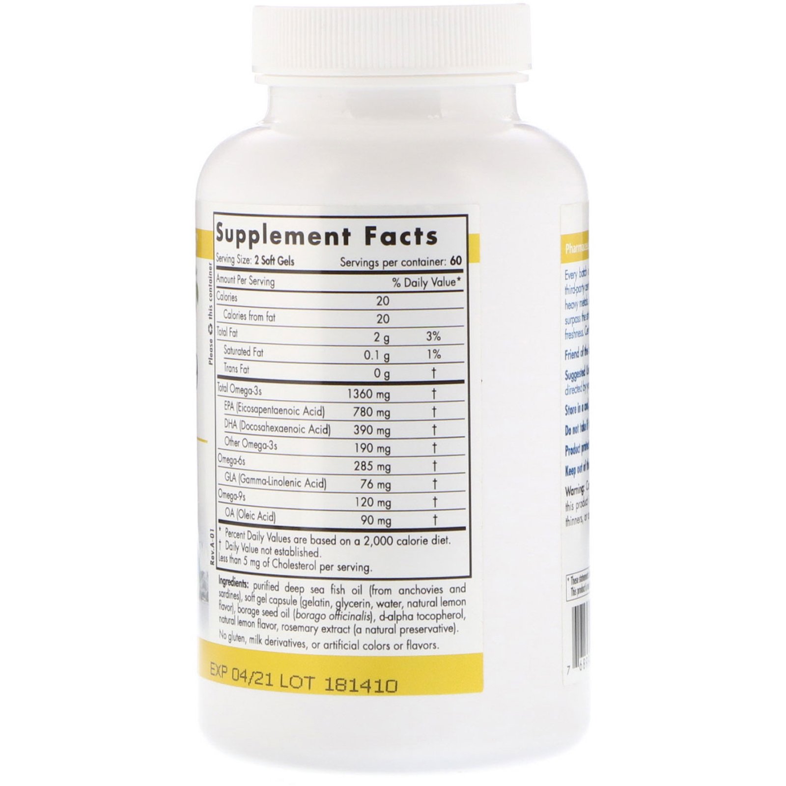 Comprar Nordic Naturals, ProOmega - 3-6-9, Lemon , 1,000 mg, 120 Soft Gels - Imagem 2