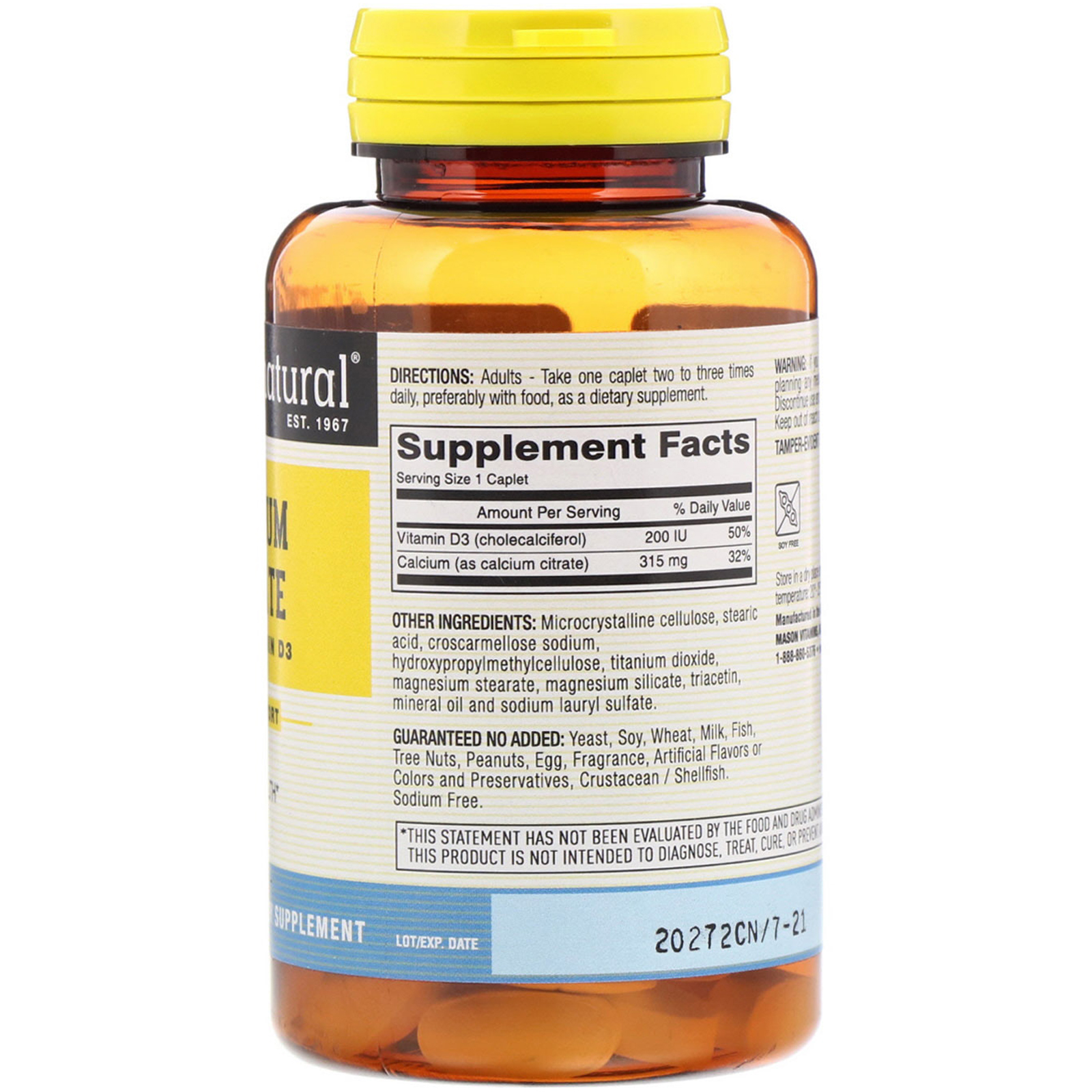 Comprar Mason Natural, Citrato de Cálcio com Vitamina D3, 60 Cápsulas - Imagem 2