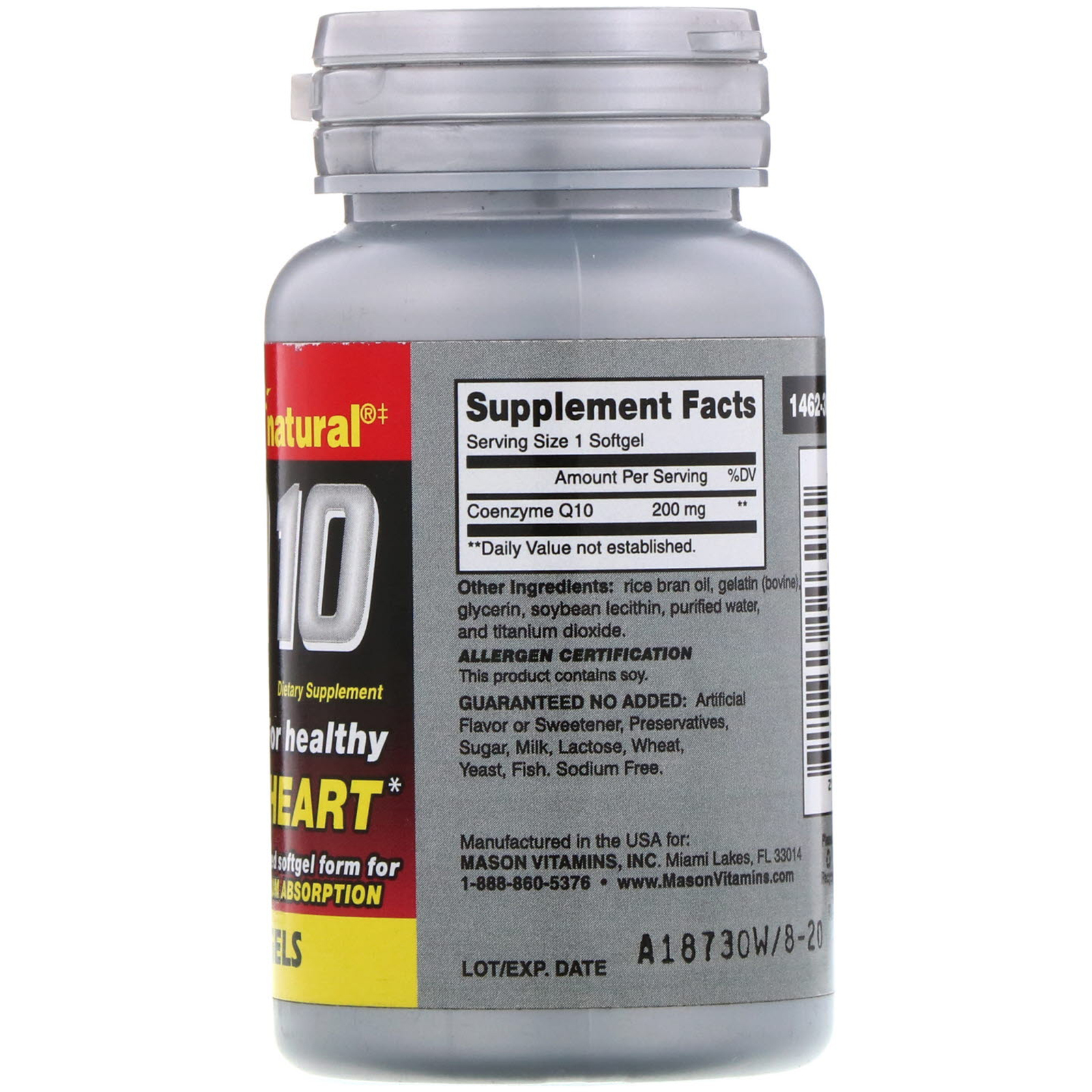 Comprar Mason Natural, COQ-10, 200 mg, 30 Softgels - Imagem 2