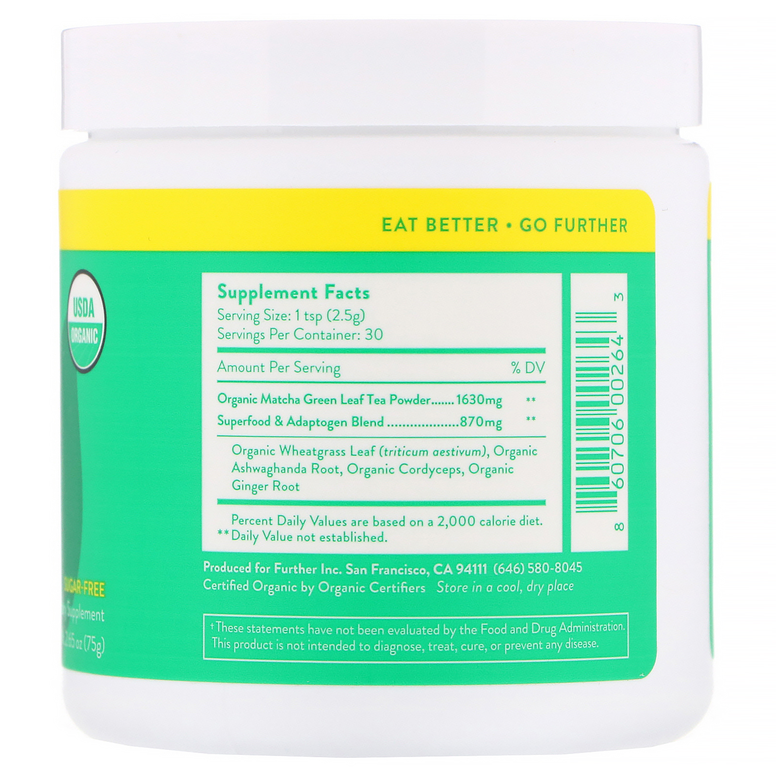 Comprar Further Food, Superalimento Matcha, 75 g (2,65 oz) - Imagem 2