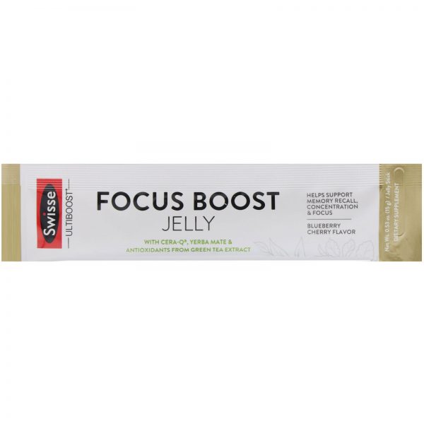 Comprar Swisse, Ultiboost, Gelatina de Reforço de Foco, Sabor de Cereja e Mirtilo, 10 Tiras, 15 g (0,53 oz) cada - Imagem 4
