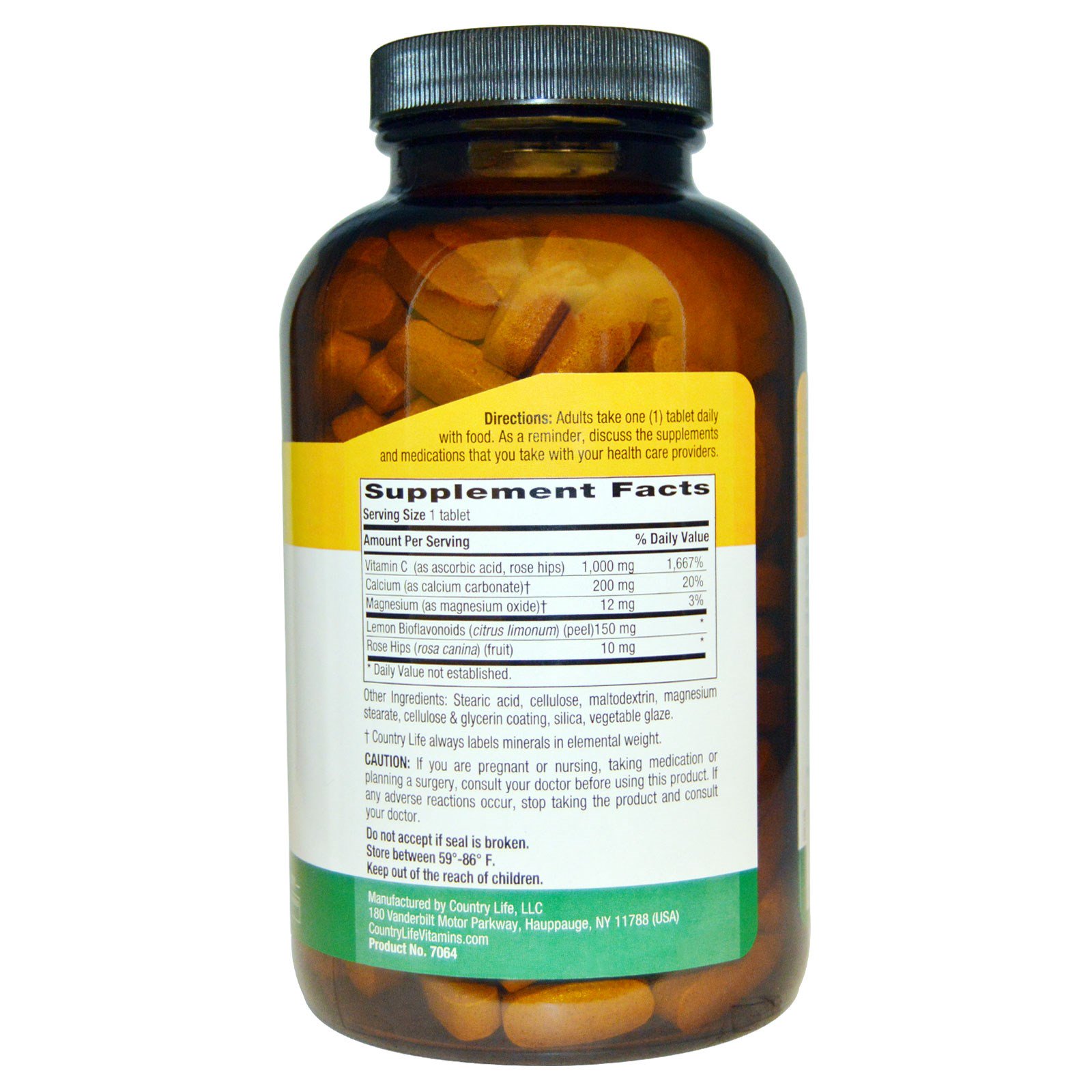 Comprar Country Life, Vitamina C Tamponada, 1.000 mg, 250 Comprimidos - Imagem 2