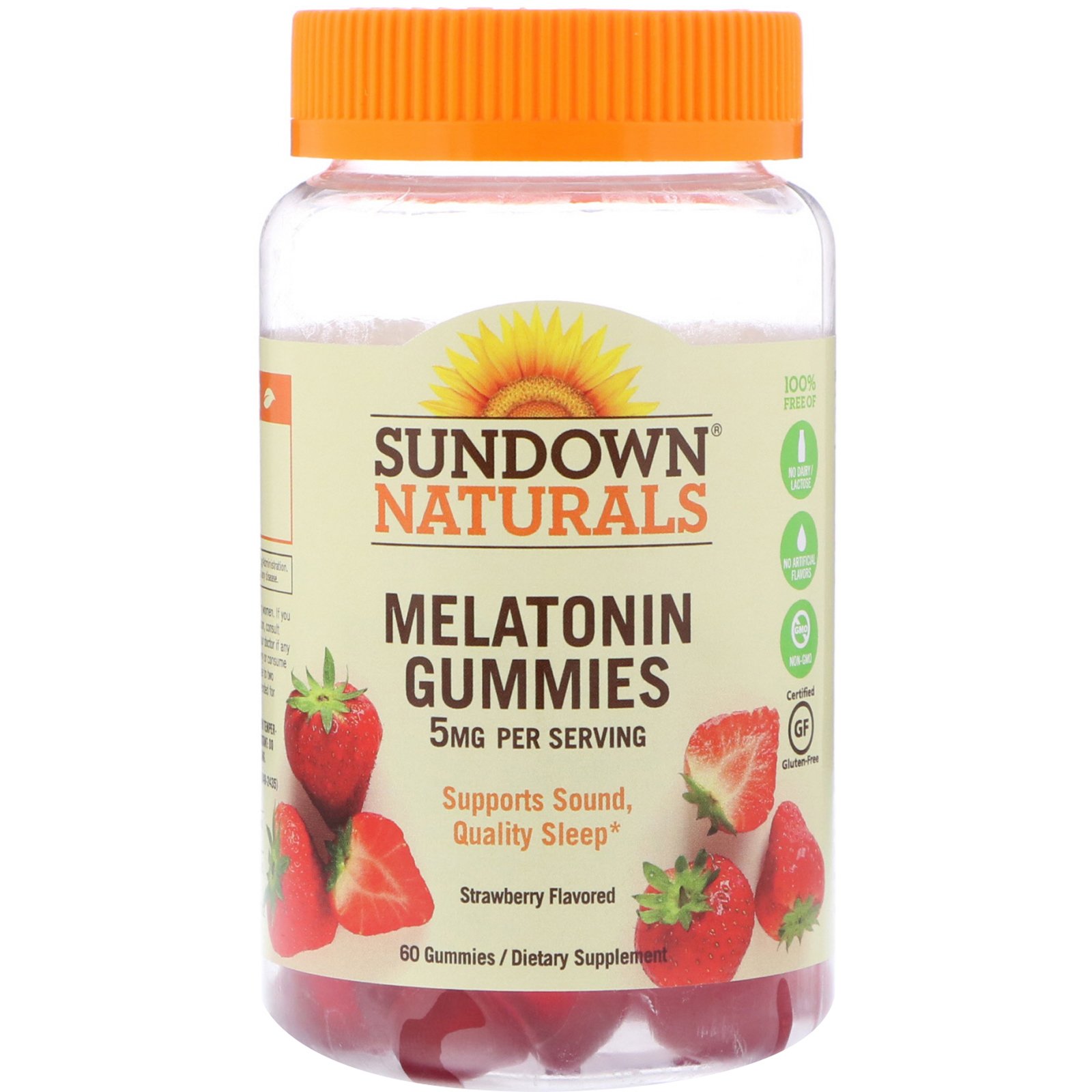 Comprar Sundown Naturals, Balas de Goma de Melatonina, Sabor de Morango, 5 mg, 60 Balas