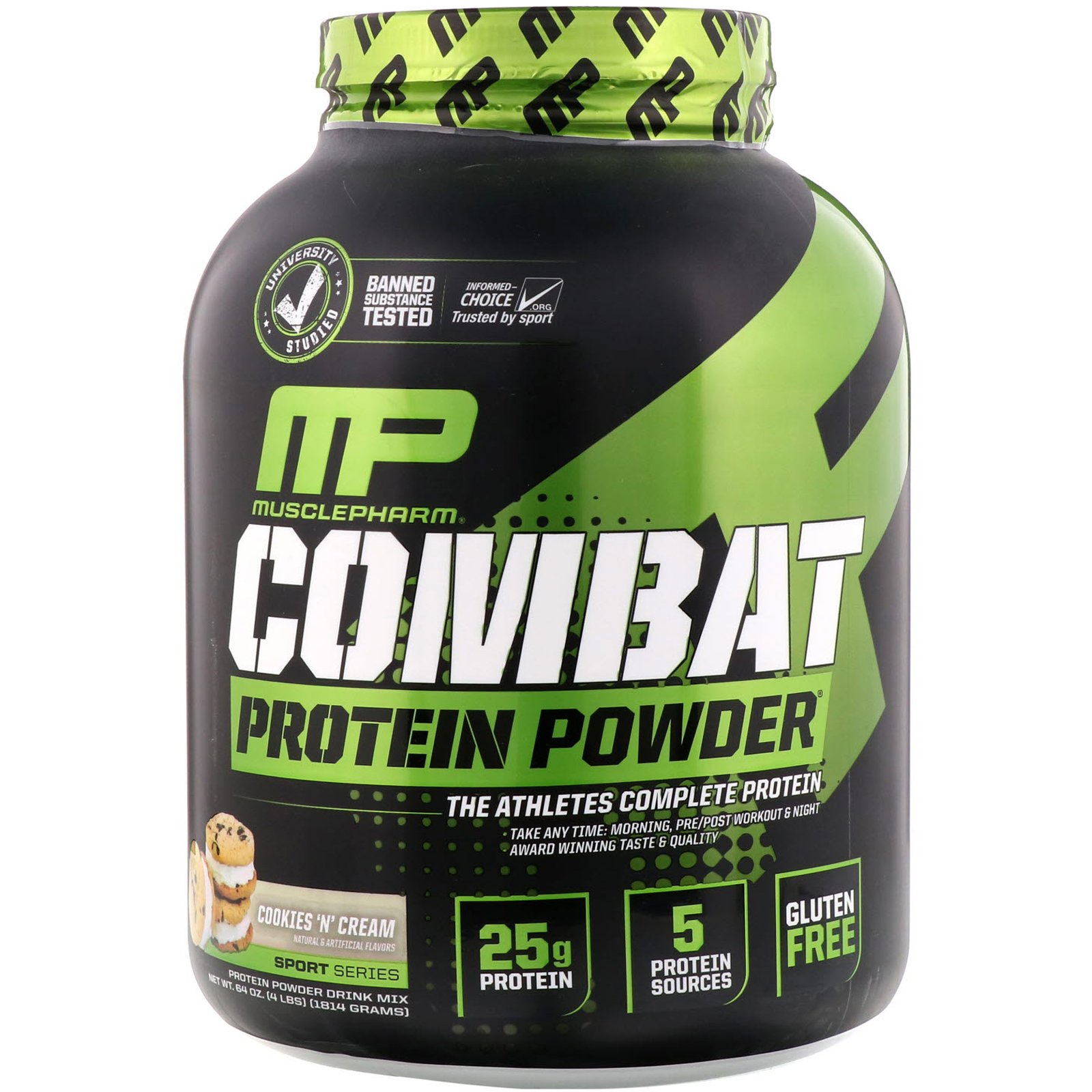 Comprar MusclePharm, Combat Powder, Advanced Time Release Protein, Cookies 'N' Cream, 4 lbs (1814 g)