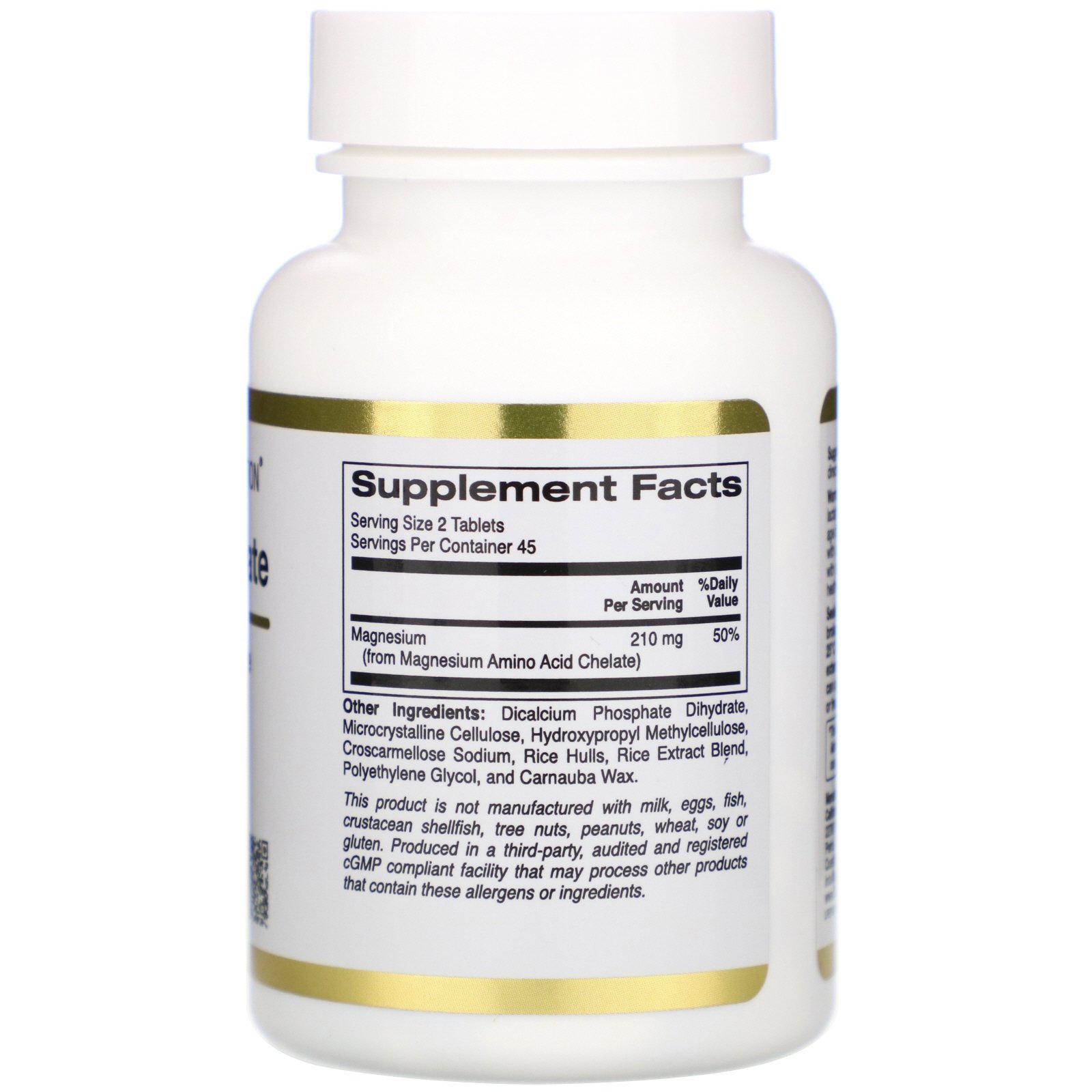Comprar California Gold Nutrition, Magnésio Quelato, 210 mg, 90 Comprimidos - Imagem 2