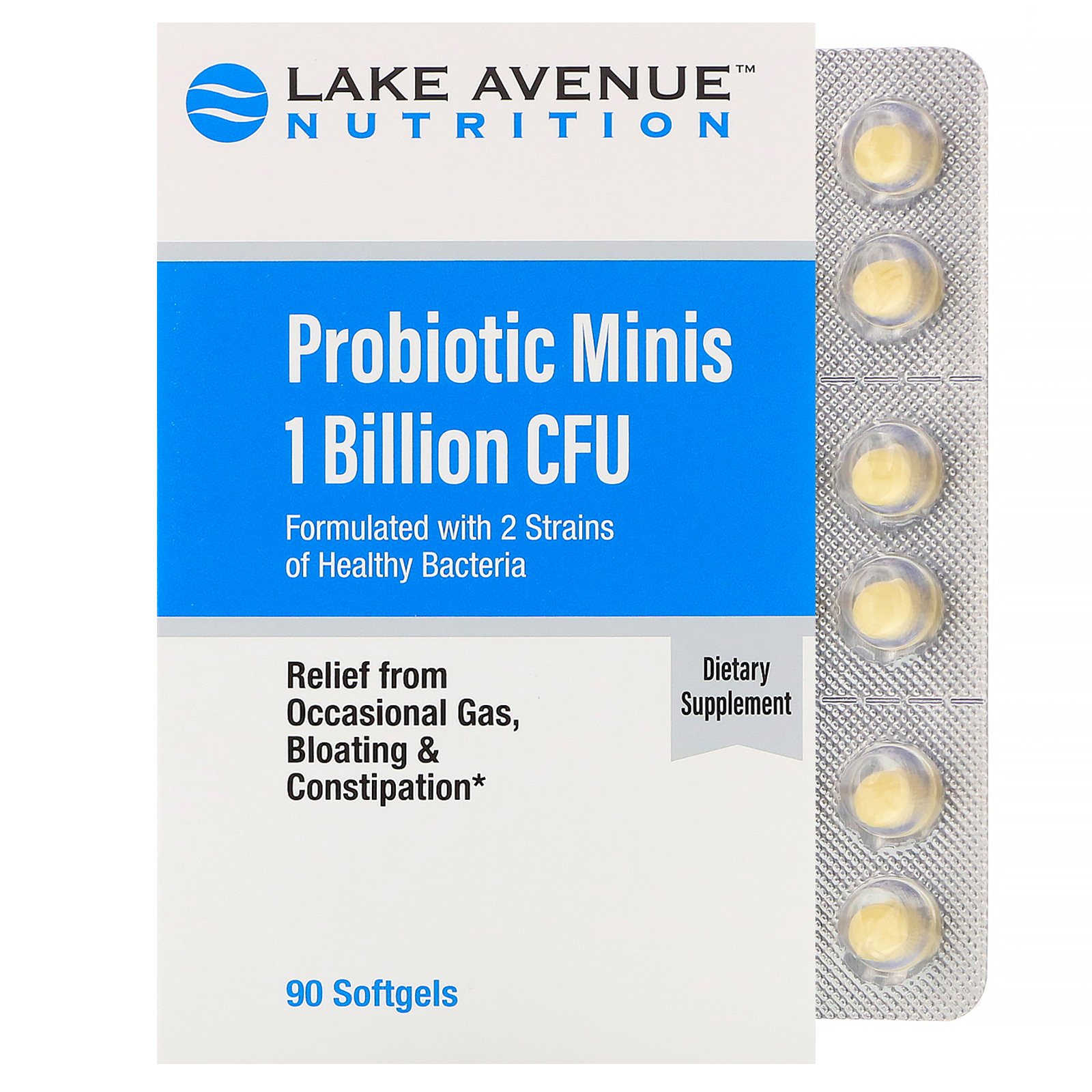 Comprar Lake Avenue Nutrition, Miniprobióticos, 2 Cepas de Bactérias Saudáveis, 1 Bilhão de UFCs, 90 Minicápsulas Gelatinosas