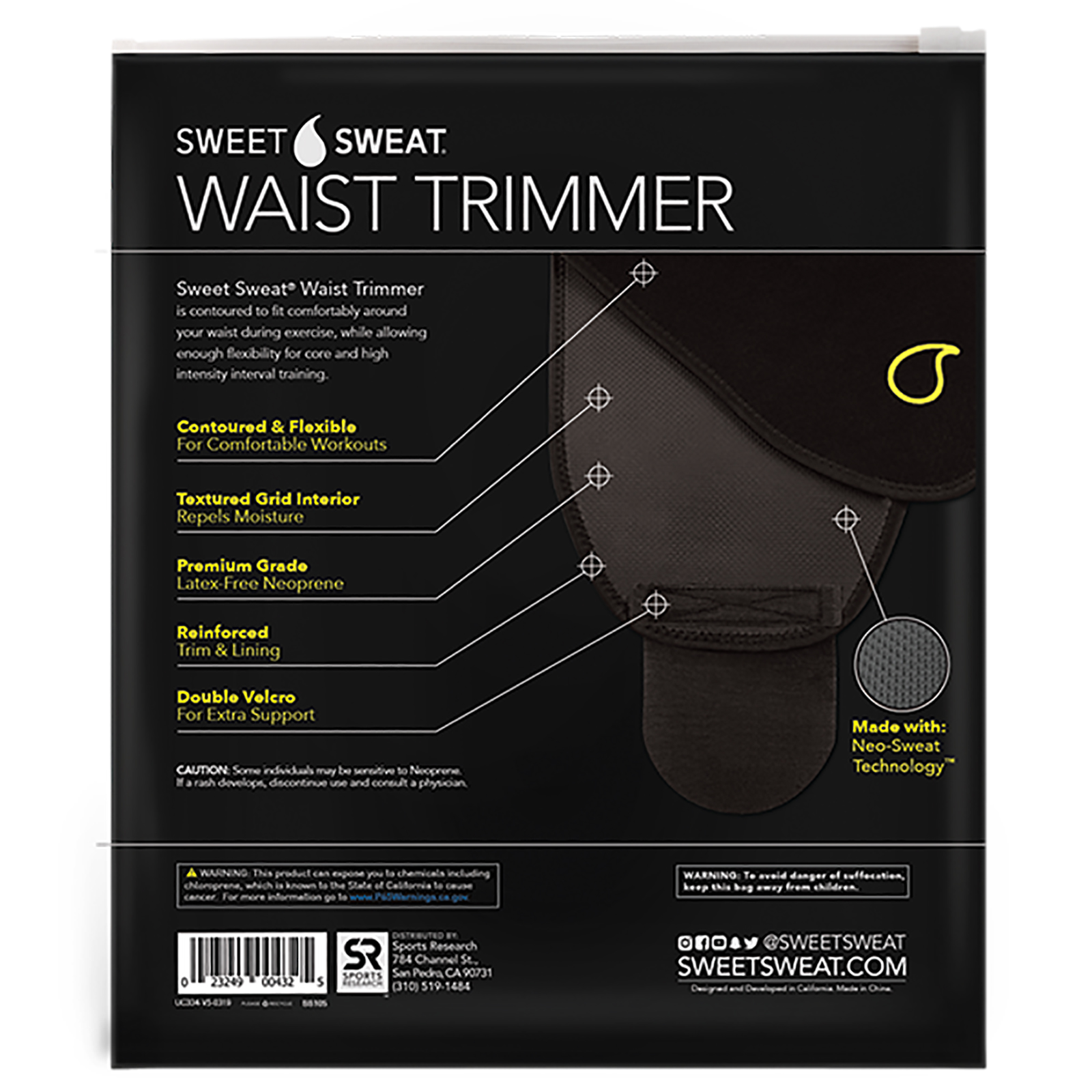 Comprar Sports Research, Cinta Modeladora Sweet Sweat, Média, Preta e Amarela, 1 Cinta - Imagem 2