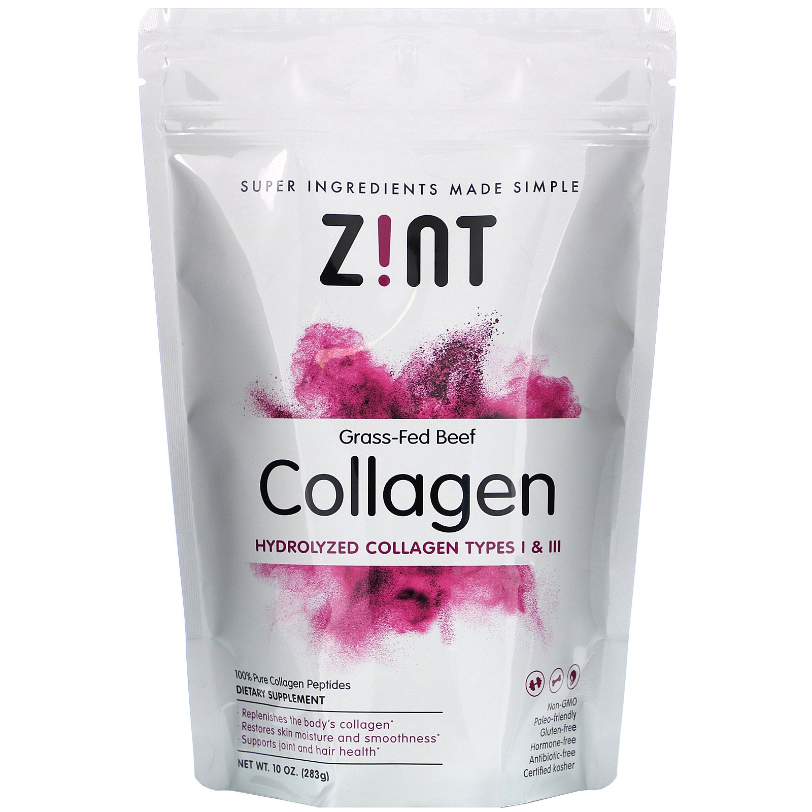 Comprar Zint, Carne de Bovino Alimentado com Capim, Colágeno Hidrolisado Tipos I e III, 283 g (10 oz)