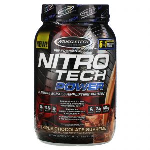 Comprar Muscletech, Nitro Tech Power Ultimate Muscle Amplifying Protein, Triple Chocolate Supreme, 2 lbs (907 g)