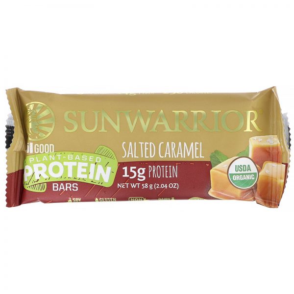 Comprar Sunwarrior, Sol Good, Barras de Proteínas à Base de Plantas, Caramelo Salgado, 12 Barras, 58 g (2,04 oz) Cada - Imagem 4