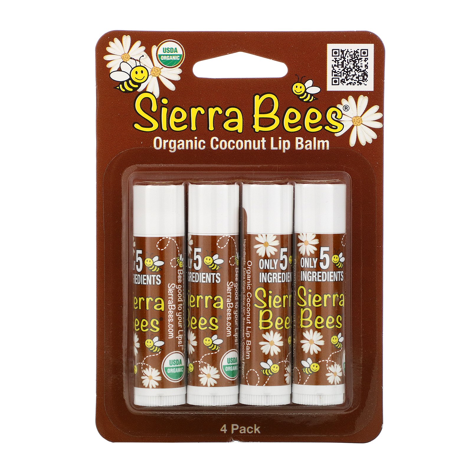 Comprar Sierra Bees, Bálsamos Orgânicos para os Lábios, Coco, Embalagem com 4, 0,15 oz (4,25 g) Cada - Imagem 2