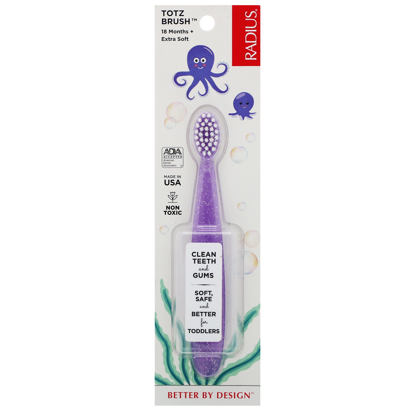 Comprar RADIUS, Totz Toothbrush, Extra Soft, 18+ Months, Purple Sparkle, 1 Toothbrush