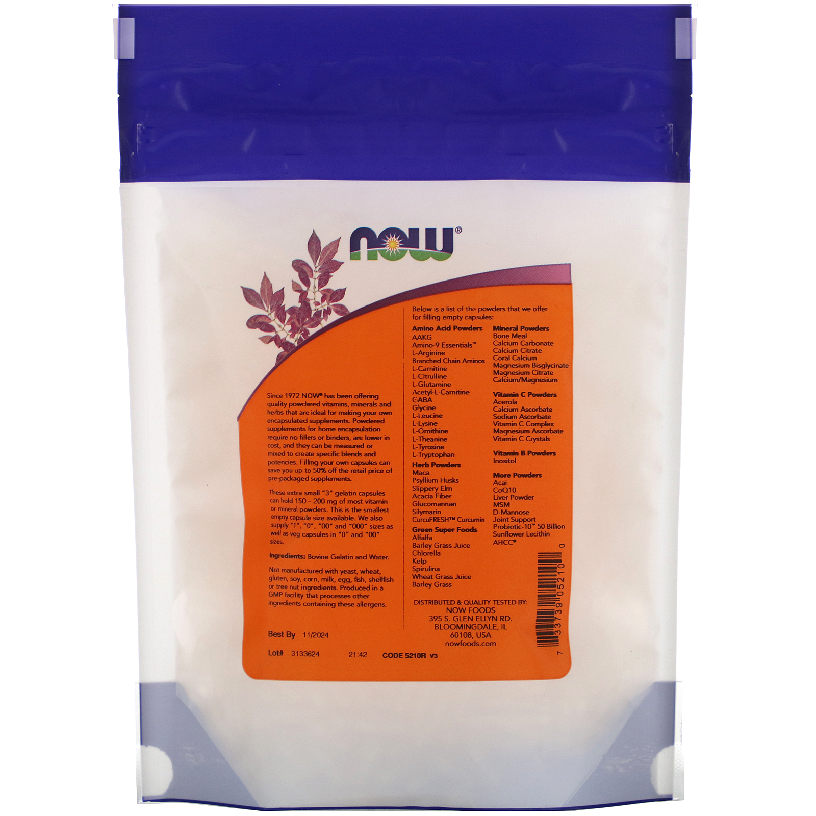 Comprar Now Foods, "3" cápsulas de gelatina, tamanho extrapequeno, 1000 cápsulas de gelatina vazias - Imagem 2