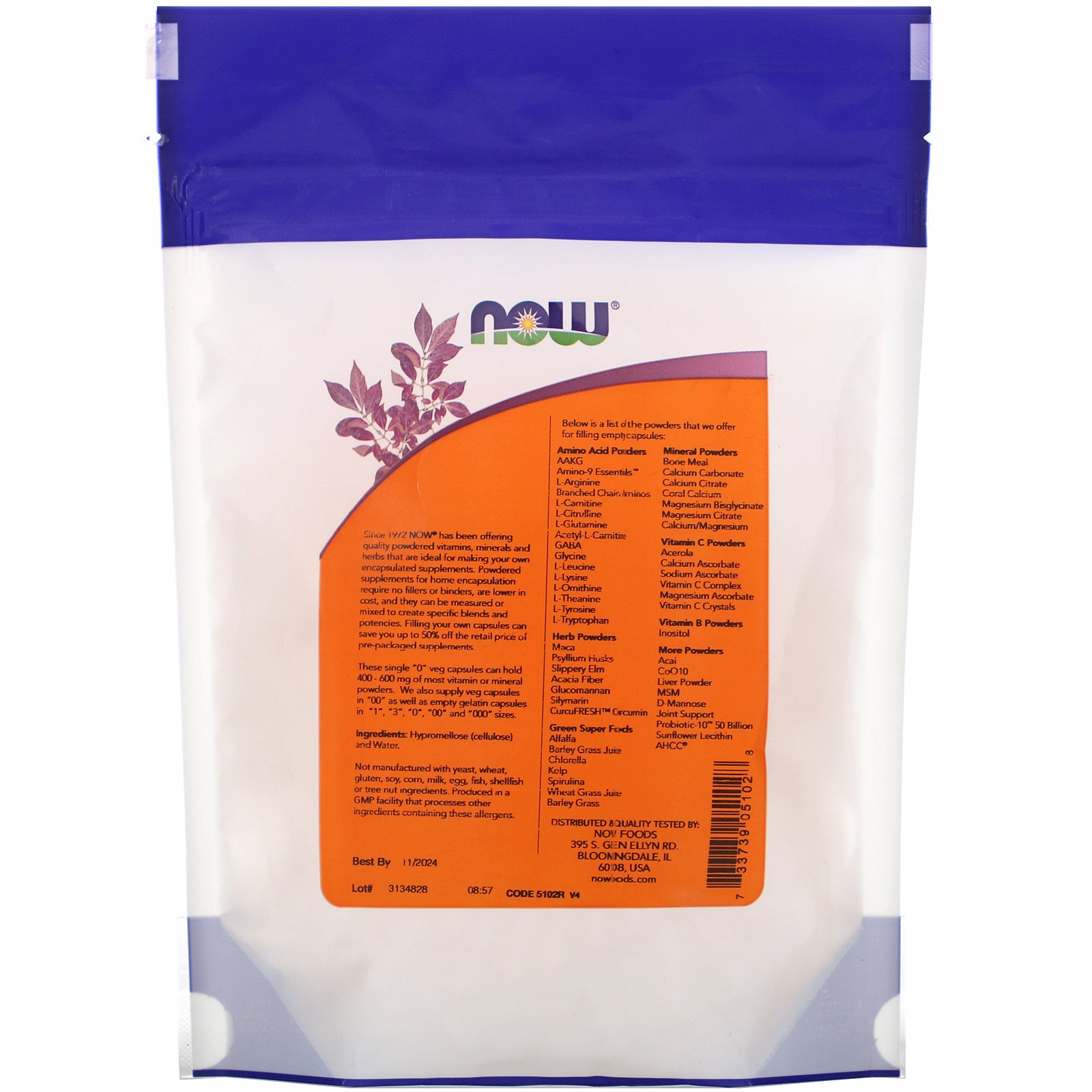 Comprar Now Foods, Cápsulas Vegetais Individuais “0”, Aprox. 300 Cápsulas Vegetais Vazias - Imagem 2
