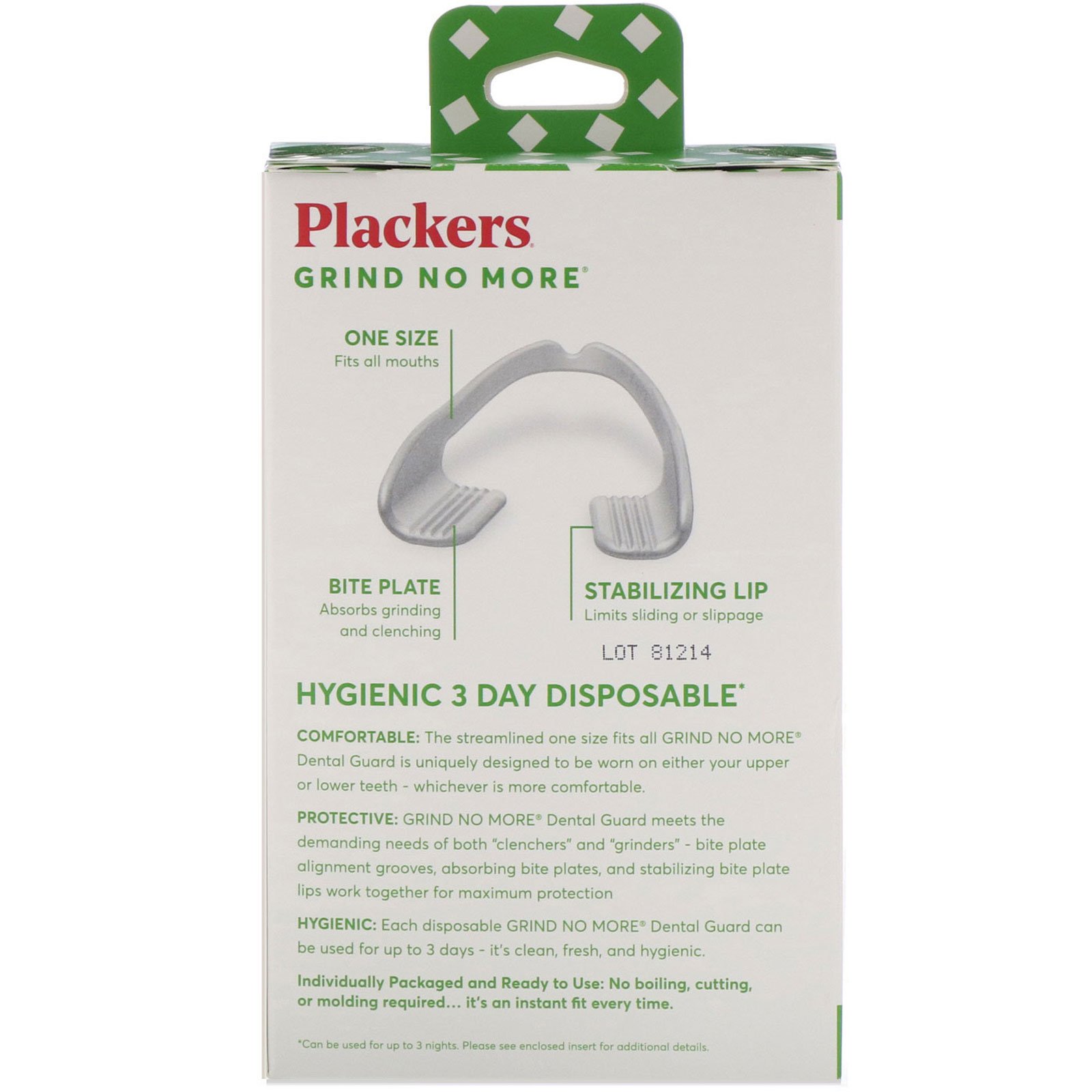 Comprar Plackers, Grind No More, Protetores Dentários, Descartáveis, 16 Unidades - Imagem 2