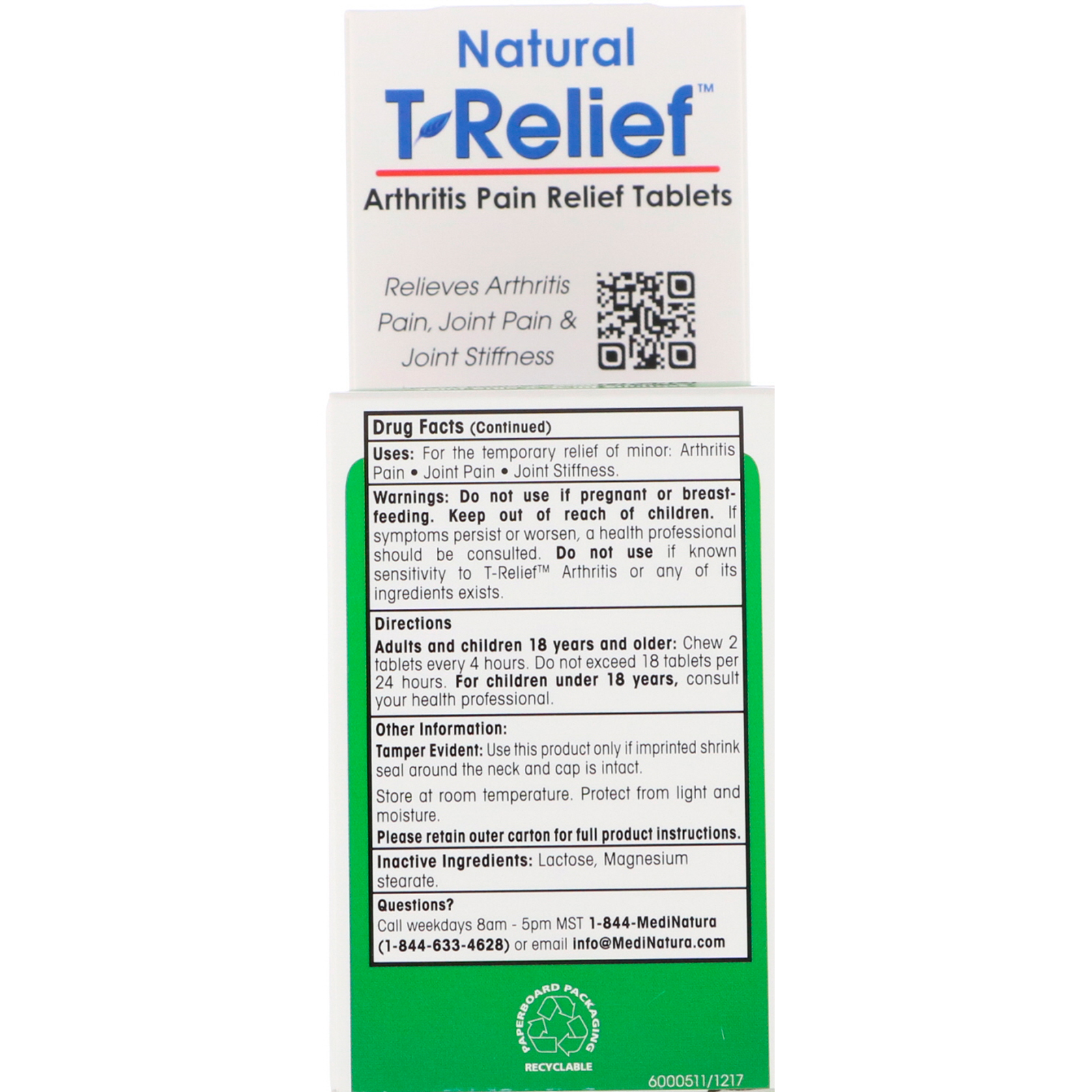 Comprar MediNatura, T-Relief, Comprimidos para Alívio da Dor Causada por Artrite, 100 Comprimidos - Imagem 3