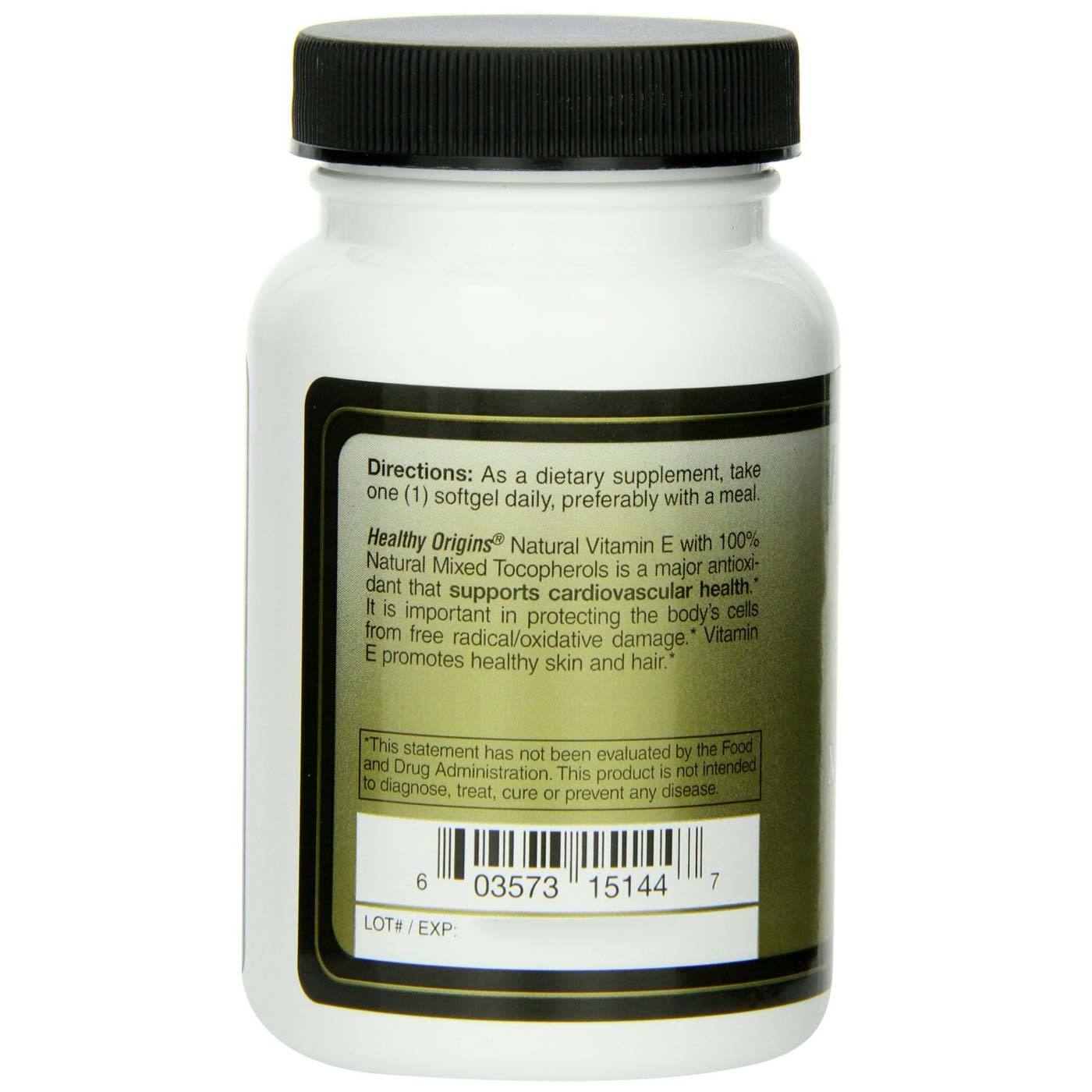 Comprar Healthy Origins, Vitamina E - 400 IU Tocoferóis Mistos - 90 Cápsulas em Gel - Imagem 3