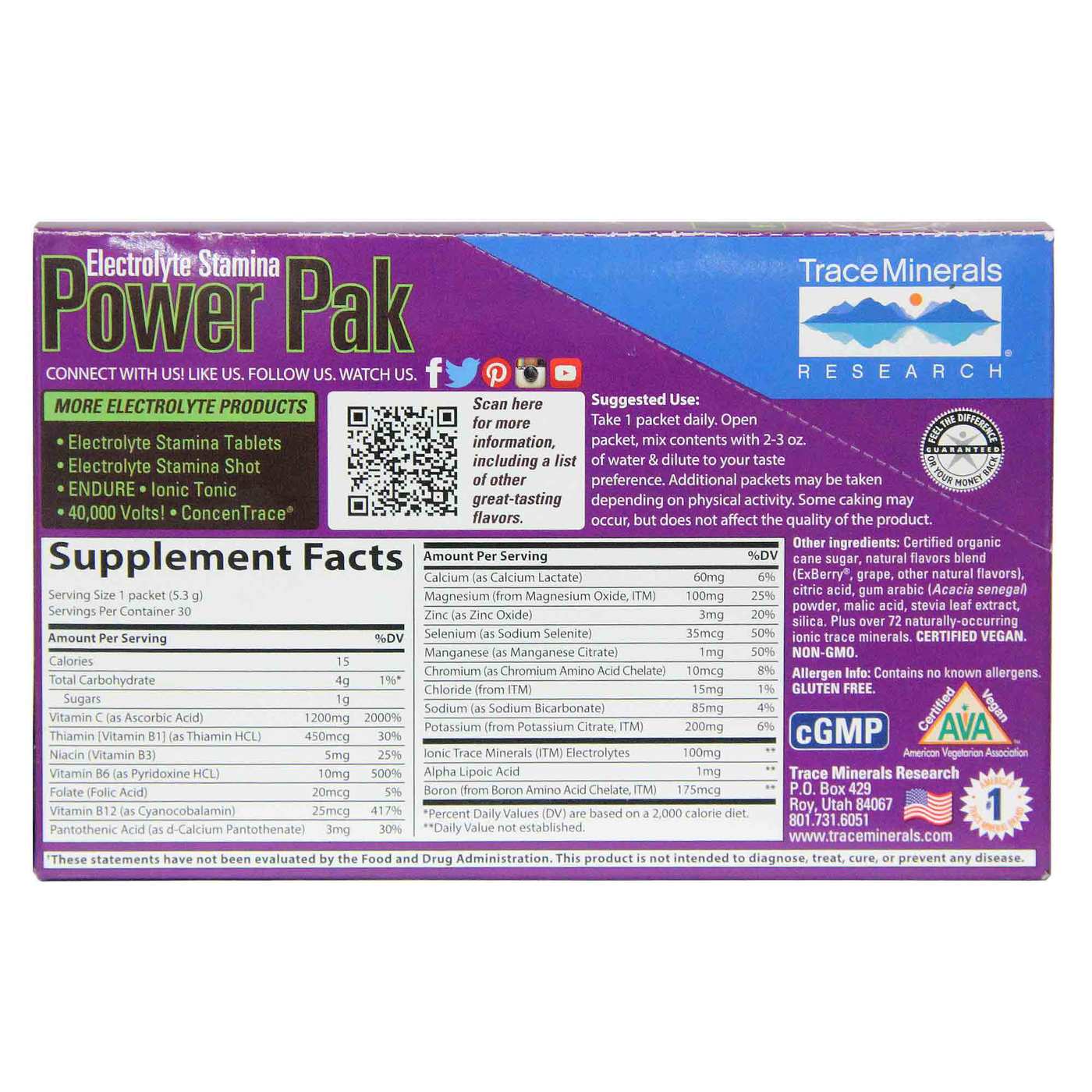Comprar Trace Minerals Research Electrolyte Stamina Power Pak, Concord Grape - 32 packets - Imagem 3