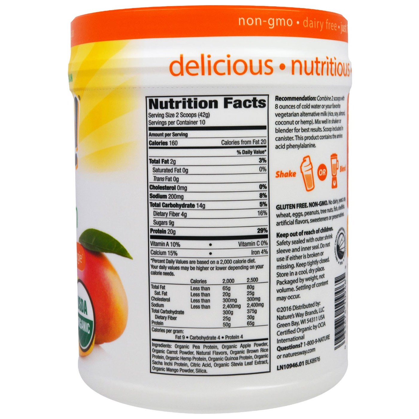 Comprar Nature's Way Orgânico Alive Plant Proteína Smoothie, Manga tropical - 10 Servings - Imagem 2