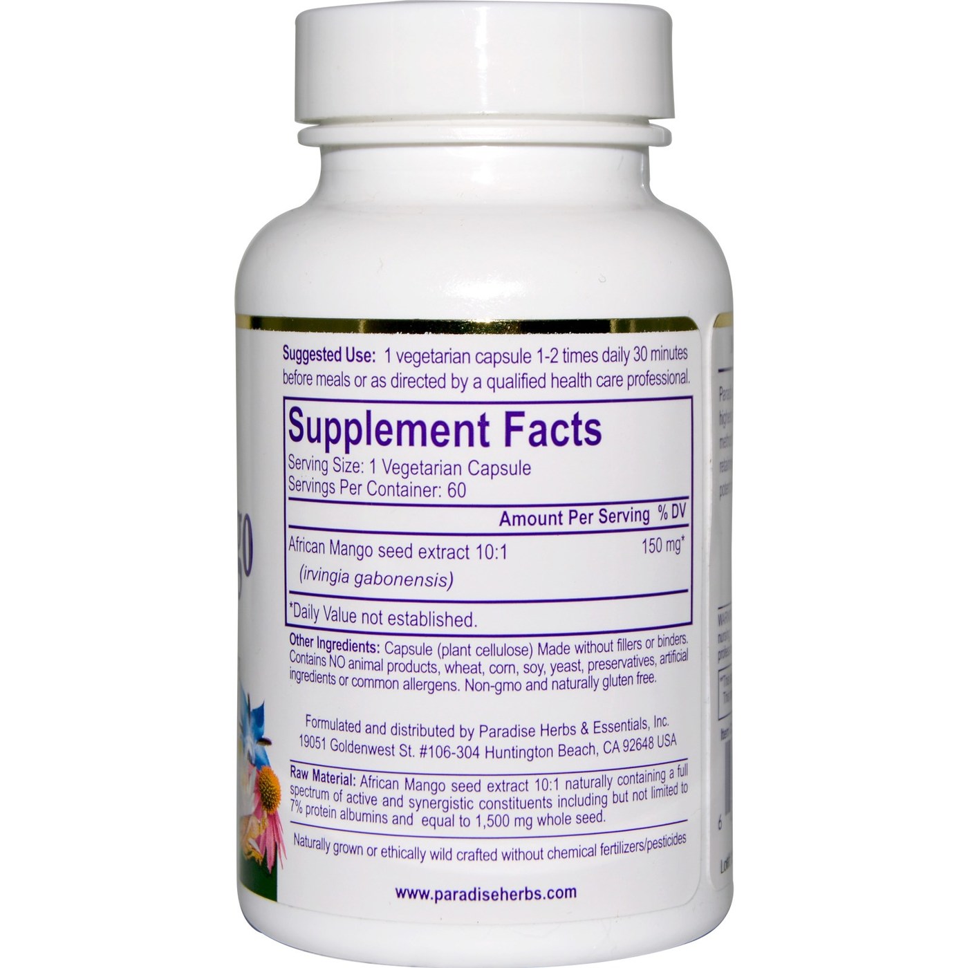 Comprar Paradise Herbs, Manga Africana - 60 Cápsulas Vegetarianas - Imagem 2