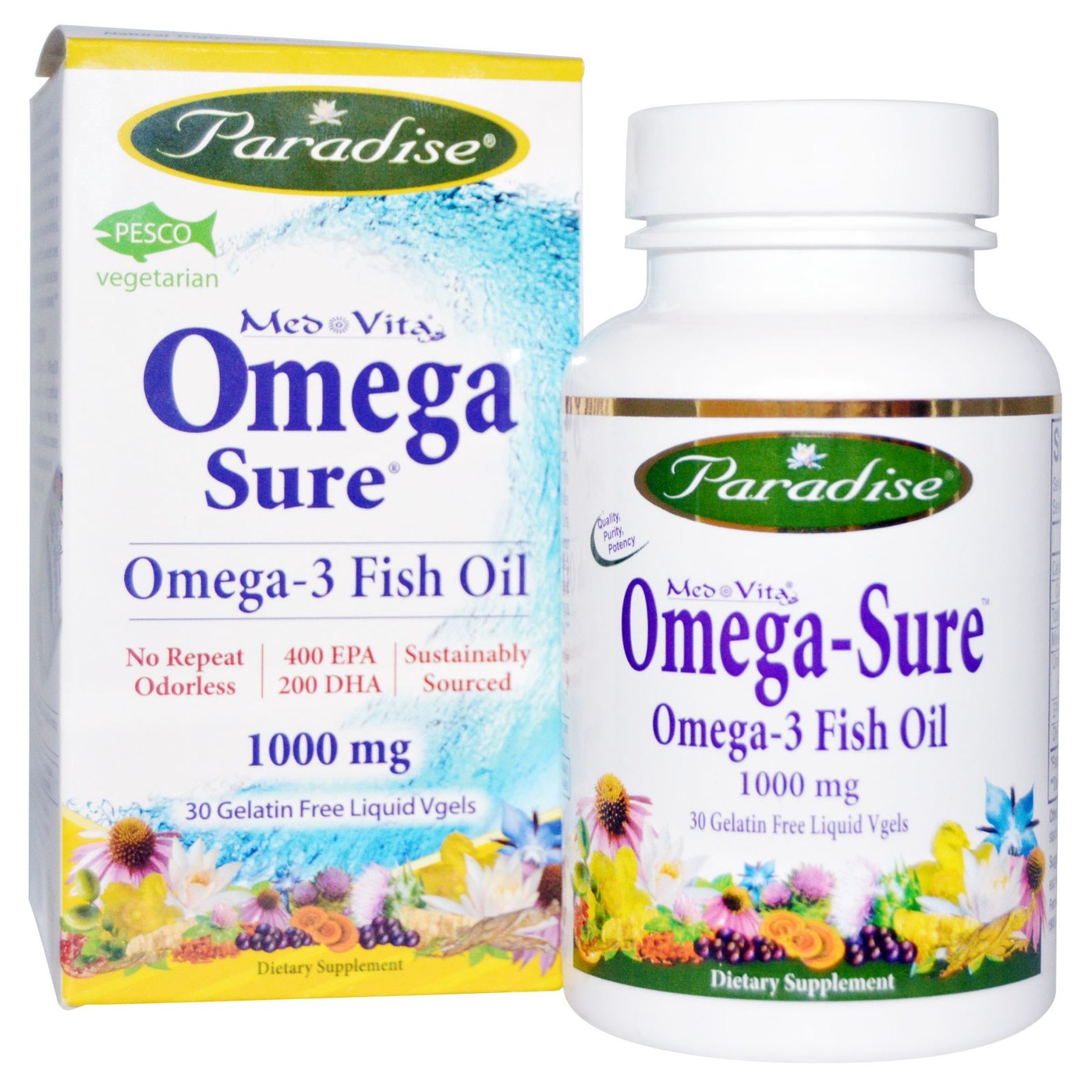 Comprar Paradise Ervas Medvita Omega-Sure Óleo de Peixe - 1000 mg - 30 Liquid VGels