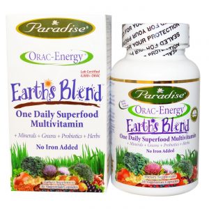 Comprar Paradise Ervas Earth's Blend Superfood MultiVitamina, Iron Free - 30 Veggie Cápsulas