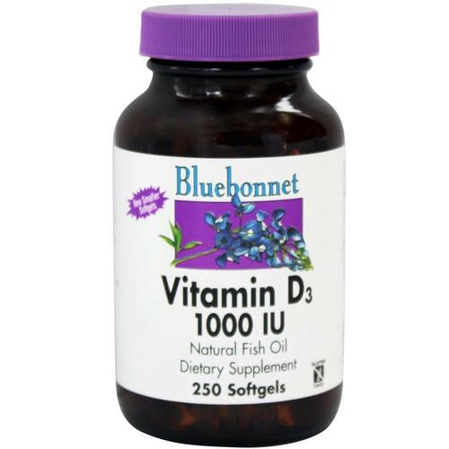Comprar Bluebonnet Nutrition, Vitamina D3 1,000 IU - 250 Cápsulas em Gel