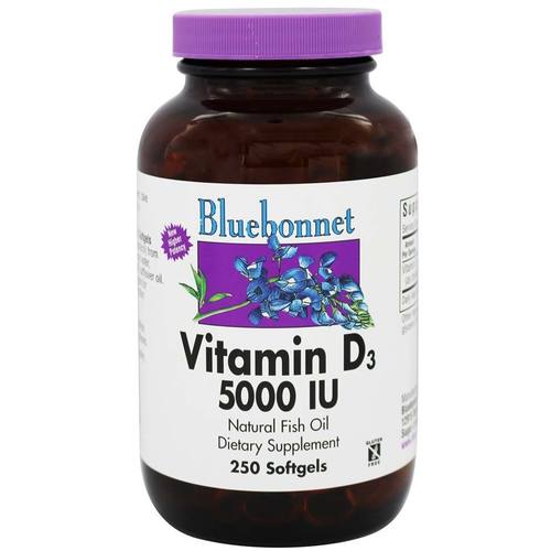 Comprar Bluebonnet Nutrition, Vitamina D3 - 5,000 IU - 250 Cápsulas em Gel