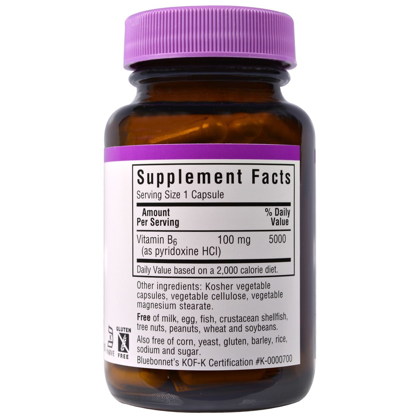Comprar Bluebonnet Nutrition, Vitamina B-6 100 mg - 90 Cápsulas Vegetarianas - Imagem 2