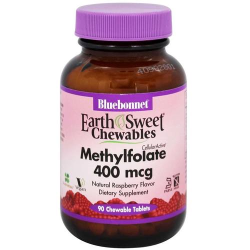 Comprar Bluebonnet Nutrition, EarthSweet® - Metilfolato 400 mcg - 90 Comprimidos Mastigáveis