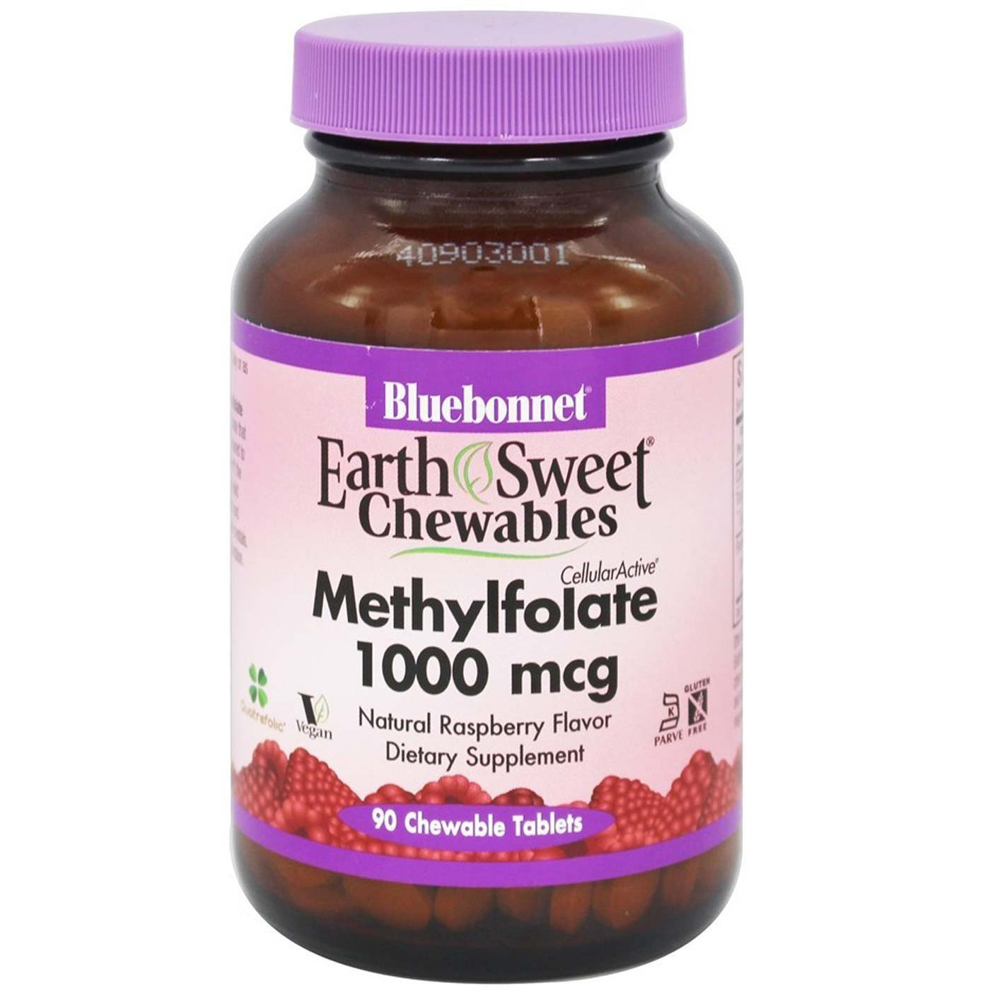Comprar Bluebonnet Nutrition, EarthSweet® Metilfolato 1,000 mcg, Framboesa - 90 Tabletes Mastigáveis