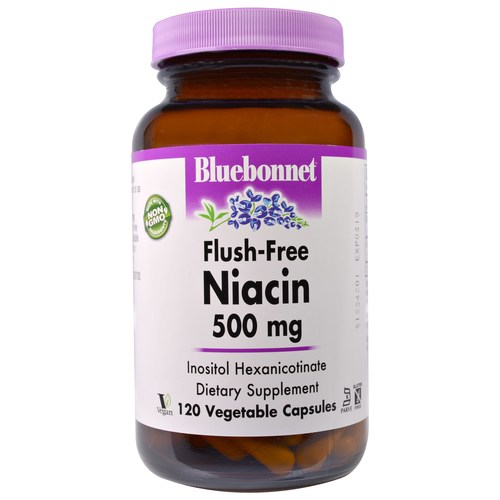 Comprar Bluebonnet Nutrition, Niacina Sem Flush 500 mg - 120 Cápsulas Vegetarianas