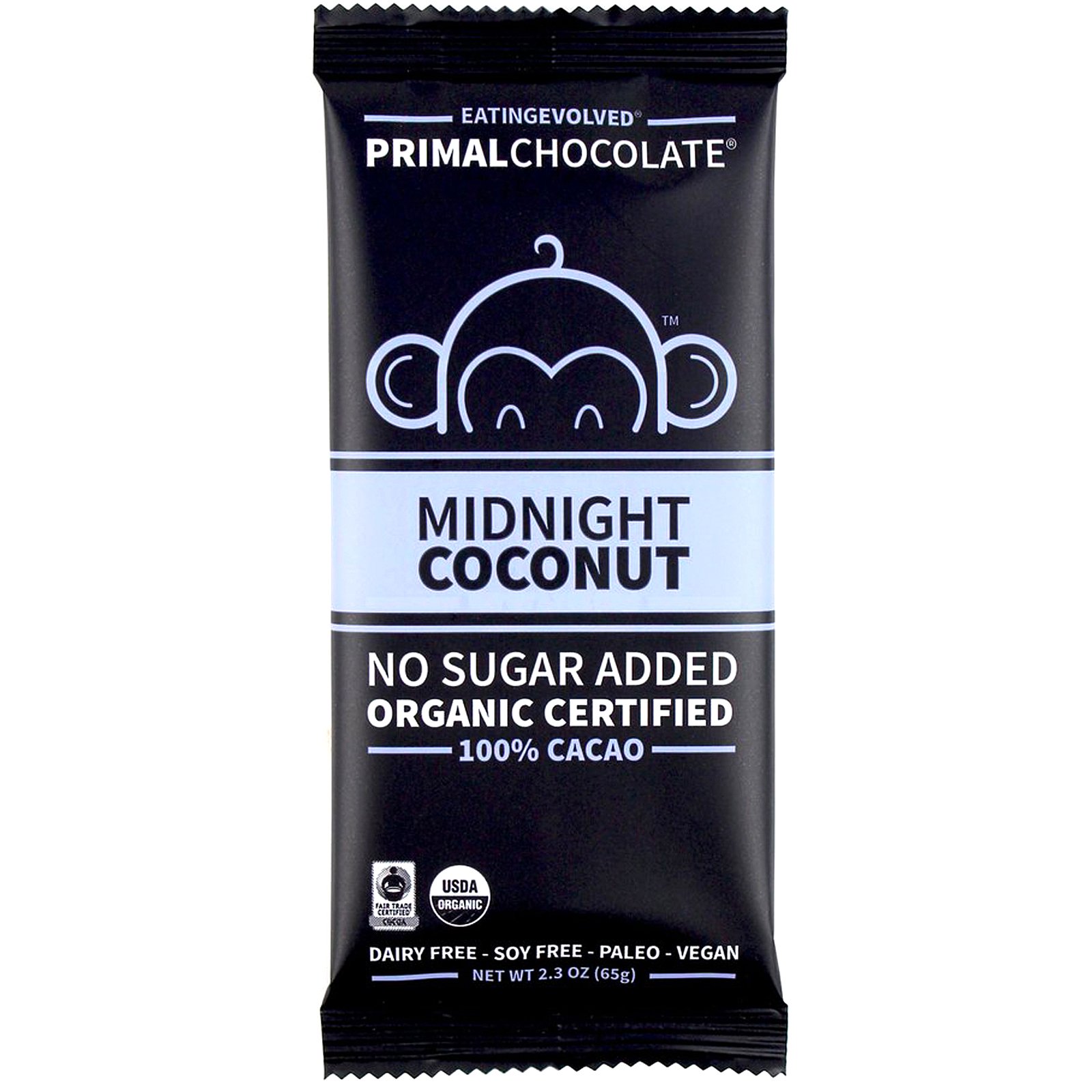 Comprar Evolved Chocolate, PrimalChocolate, Midnight Coconut 100% Cacoa, 2.3 oz (65 g)