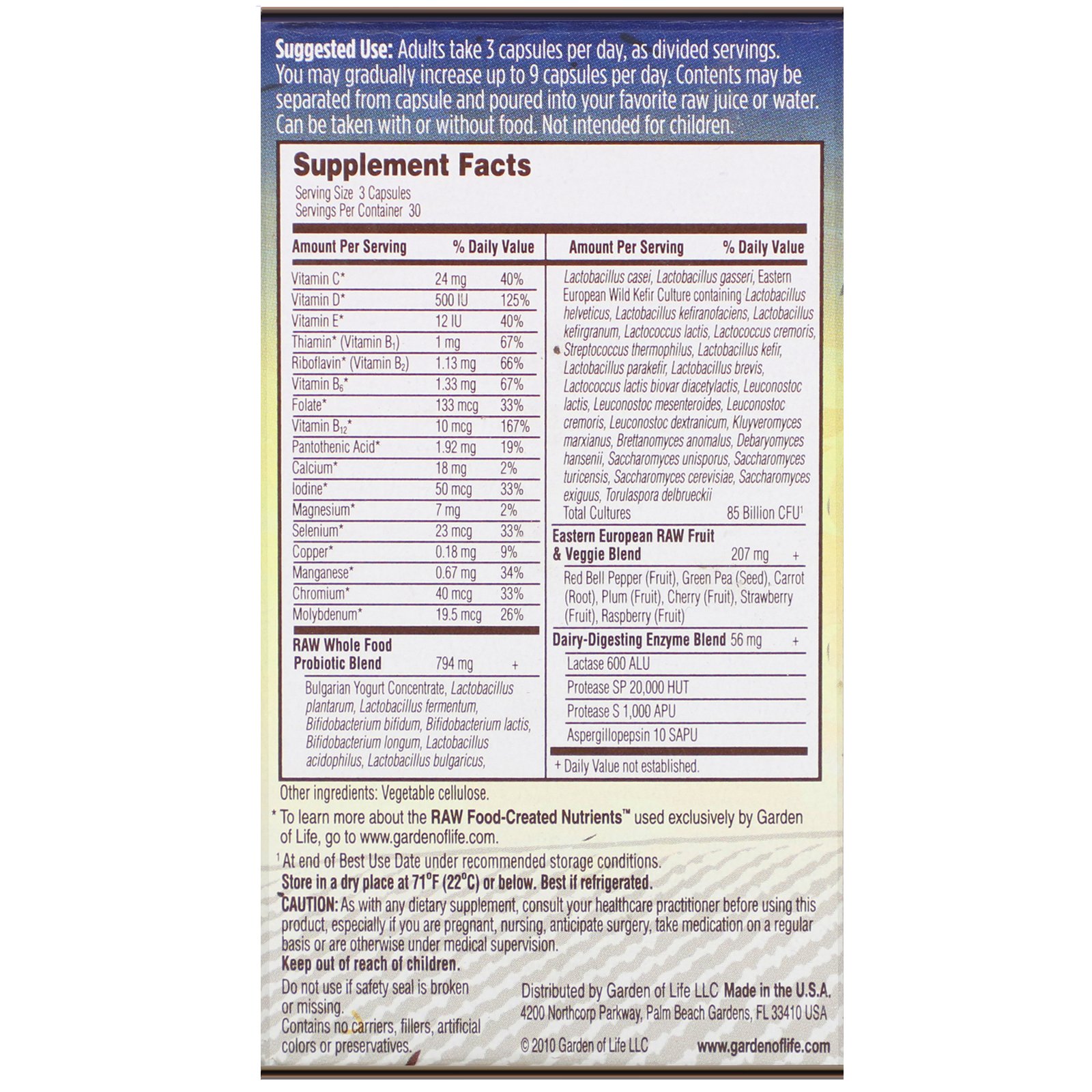 Comprar Garden of Life, RAW Probiotics, Men, 85 Bilhões de Culturas Vivas, 90 Cápsulas Vegetais - Imagem 2