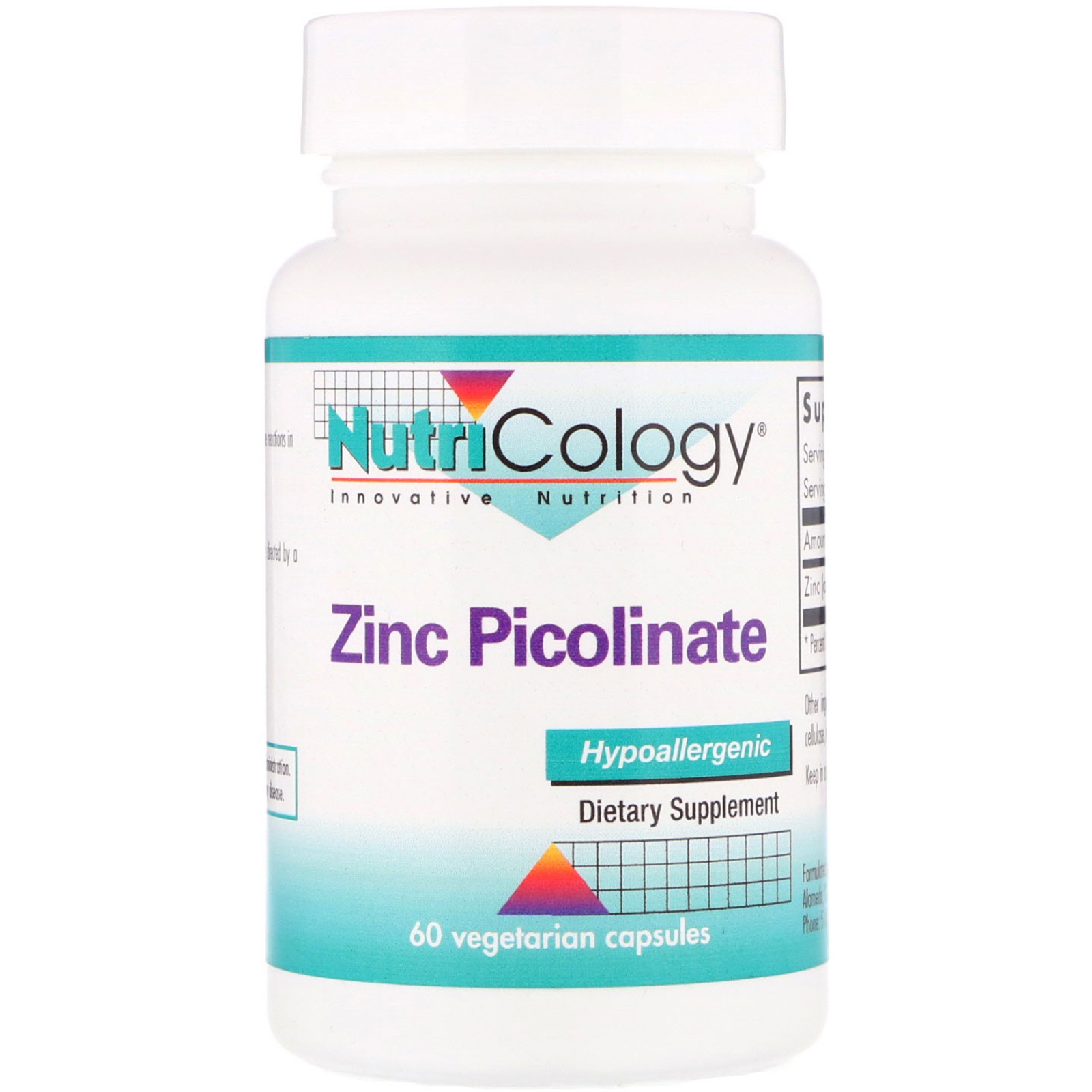 Comprar Nutricology, Picolinato de Zinco, 60 Cápsulas Vegetarianas