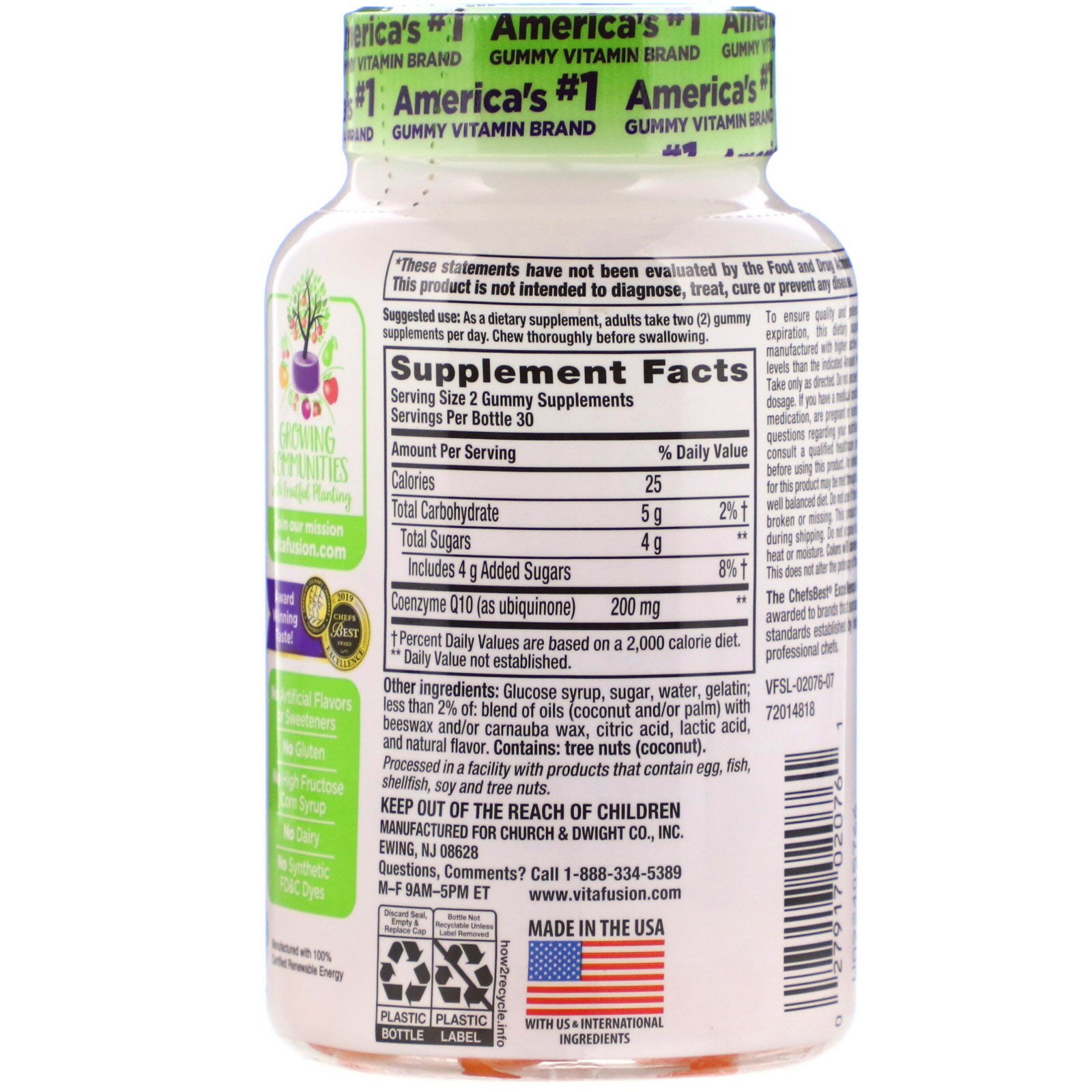 Comprar VitaFusion, CoQ10, Natural Peach Flavor, 200 mg, 60 Gummies - Imagem 2