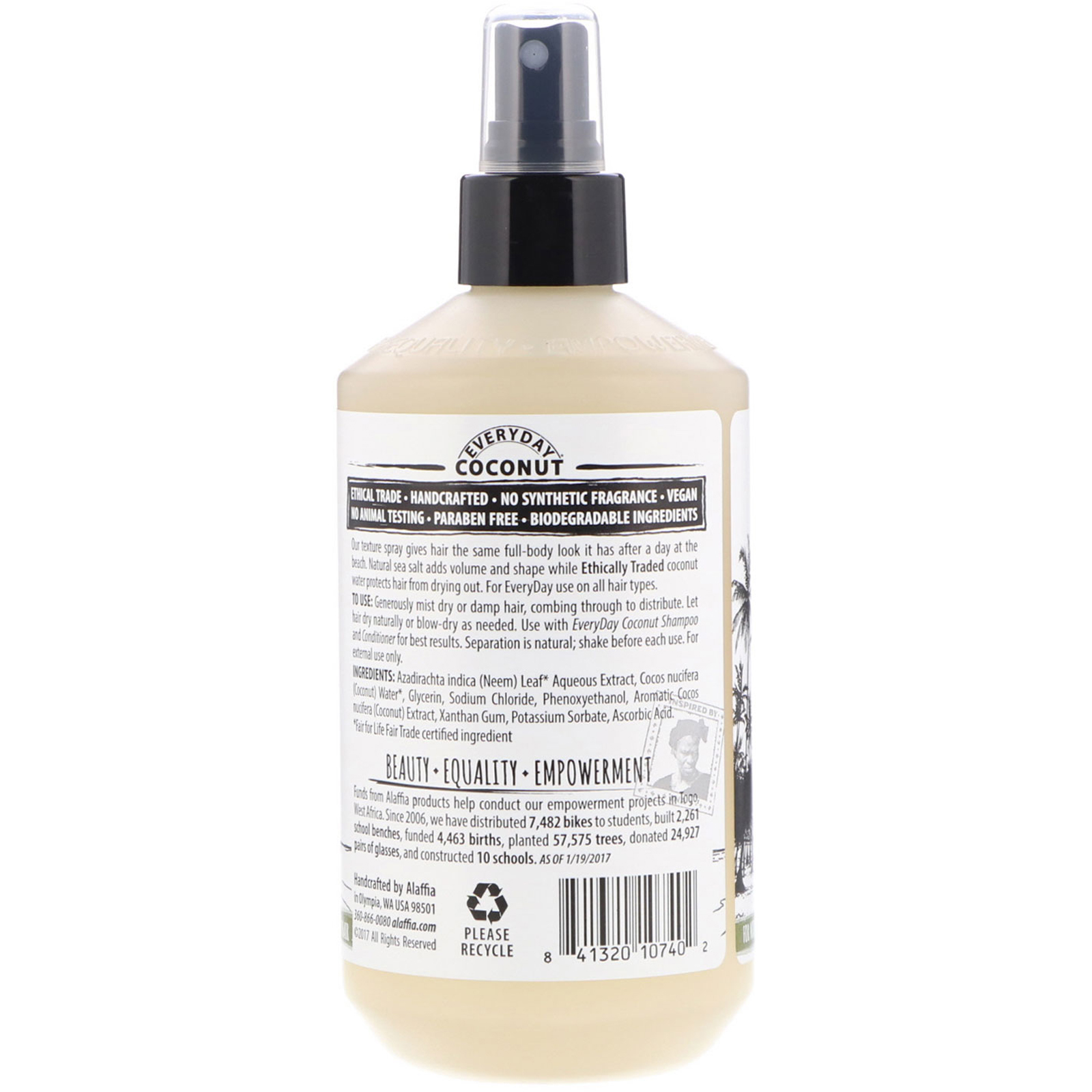 Comprar Alaffia, Spray Texturizador, Hidratante, Para Cabelos Secos e Normais, Coco e Sal Marinho, 12 fl oz (354 ml) - Imagem 2