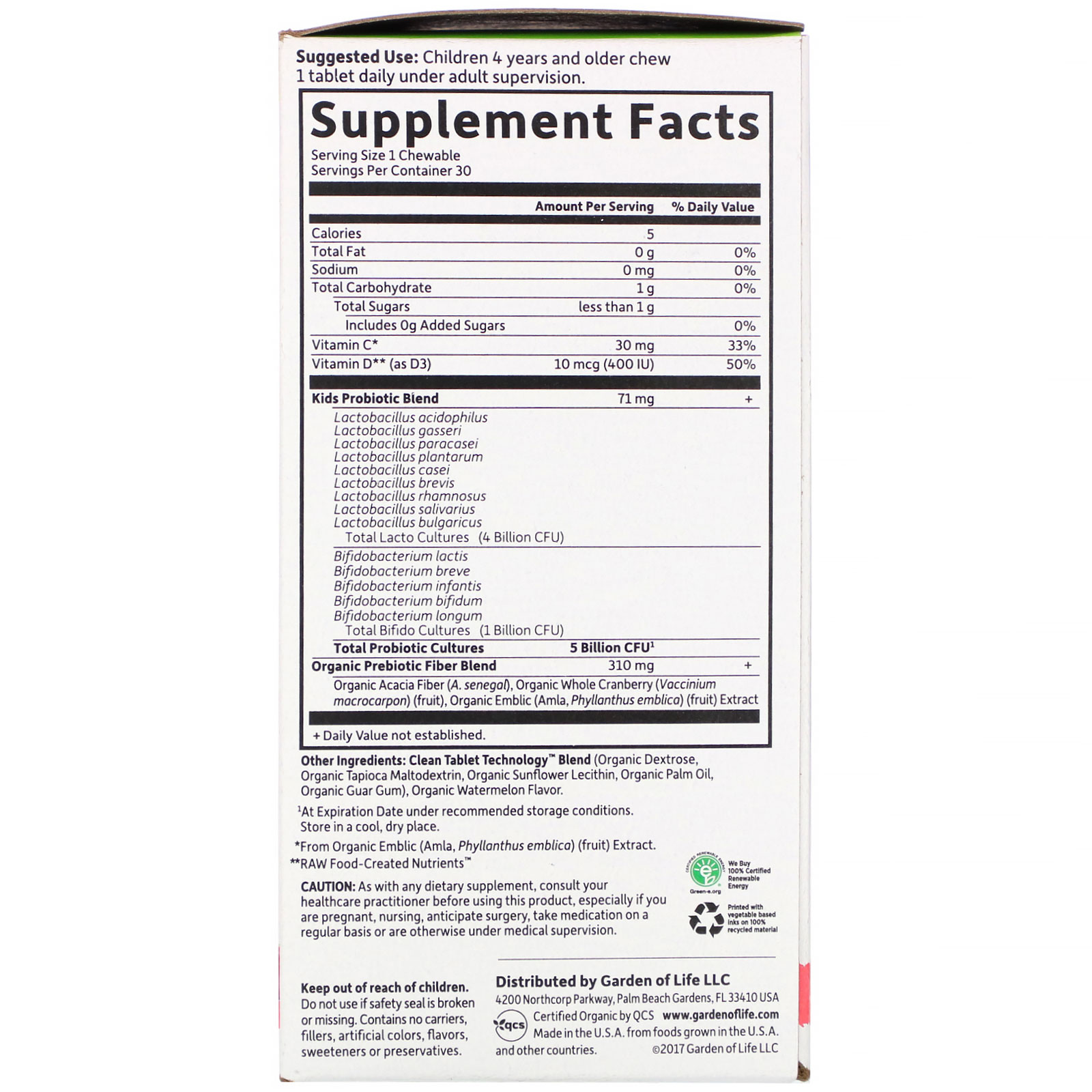 Comprar Garden of Life, Dr. Formulated Probiotics, Organic Kids +, Tasty Organic Watermelon, 30 Deliciosos Comprimidos Mastigáveis - Imagem 2