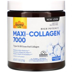 Comprar Country Life, Maxi-Collagen, C&A plus Biotin, Alta Potência, Pó sem Sabor, 213 g (7,5 oz)