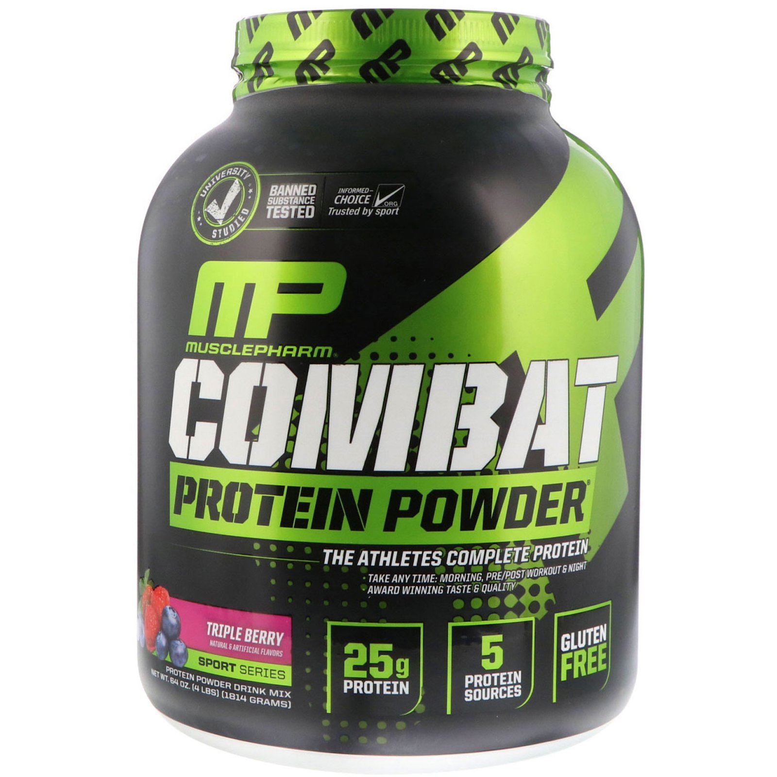 Comprar MusclePharm, Pó de Proteína de Combate, Bagas Triplas, 4 lbs (1814 g)