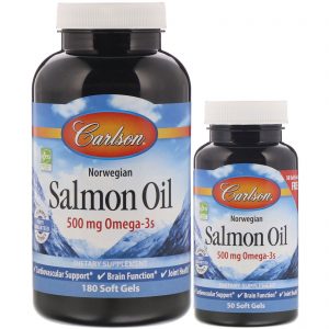 Comprar Carlson Labs, Norwegian, Salmon Oil, 500 mg, 180 + 50 Free Soft Gels