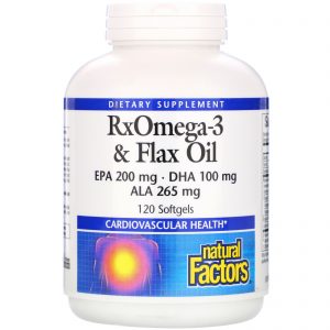 Comprar Natural Factors, RxOmega-3 & Óleo de linhaça, 120 cápsulas softgel