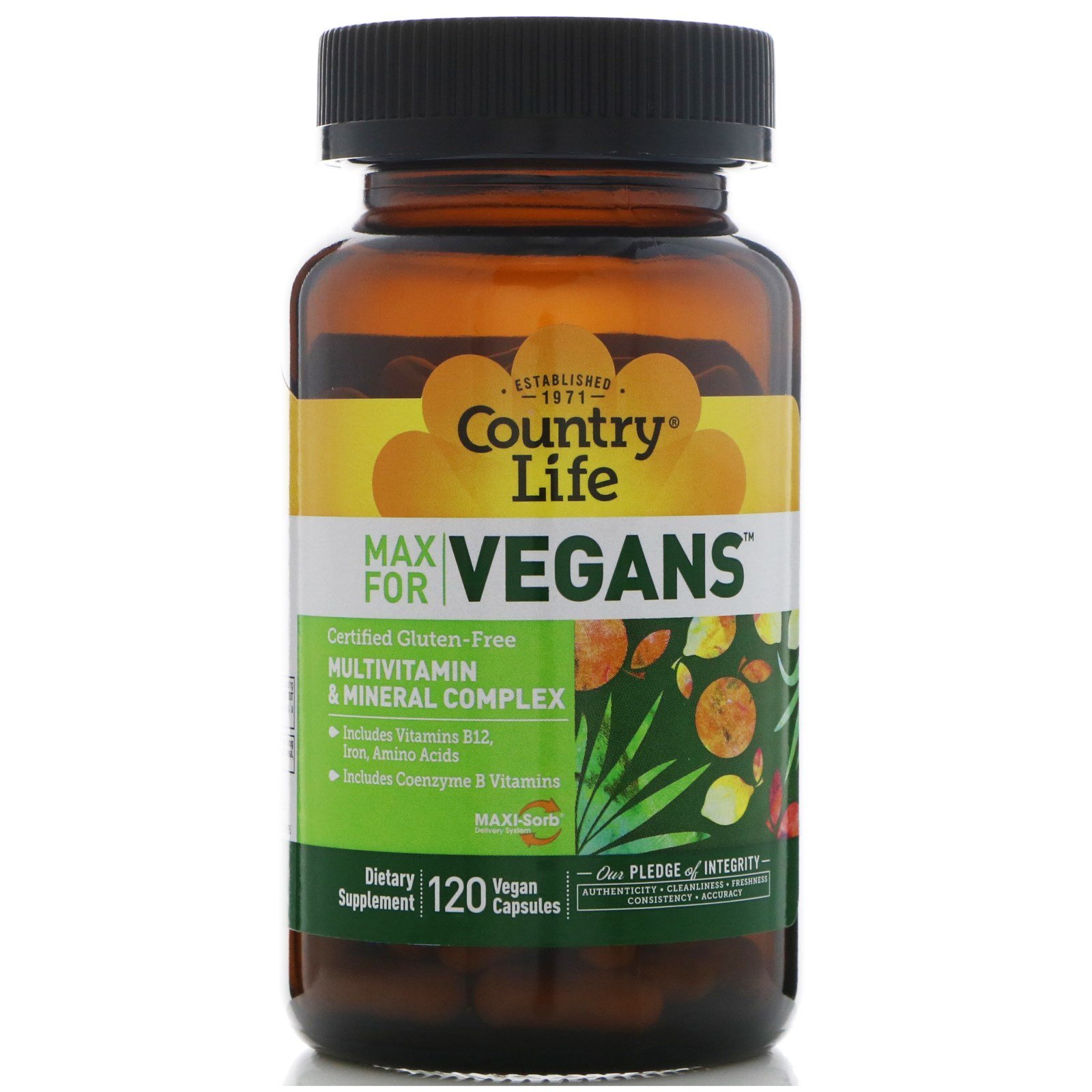 Comprar Country Life, Max para Veganos, Complexo Multivitamínico e Mineral, 120 Cápsulas Veganas