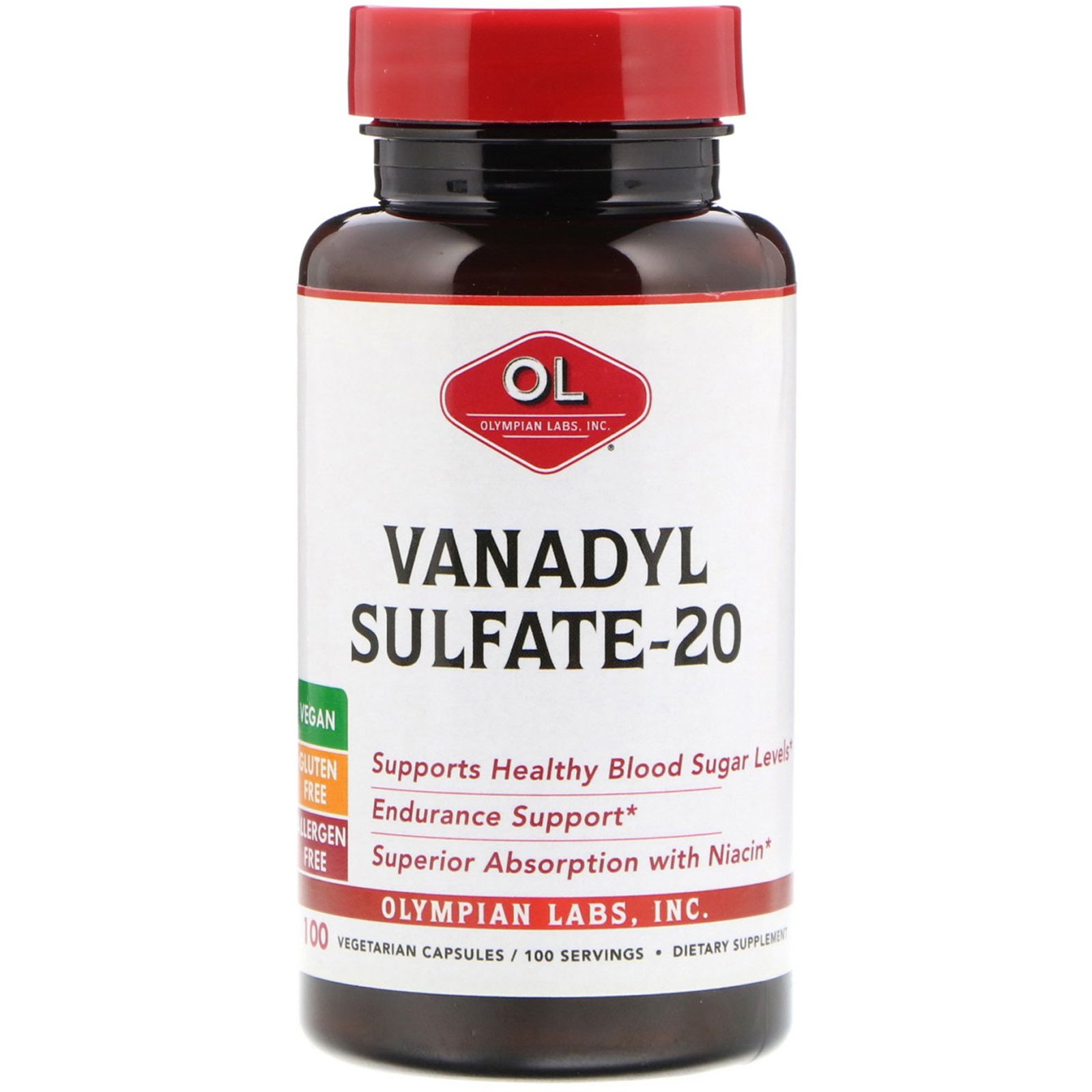 Comprar Olympian Labs, Sulfato de vanadil-20, 100 Cápsulas Vegetais