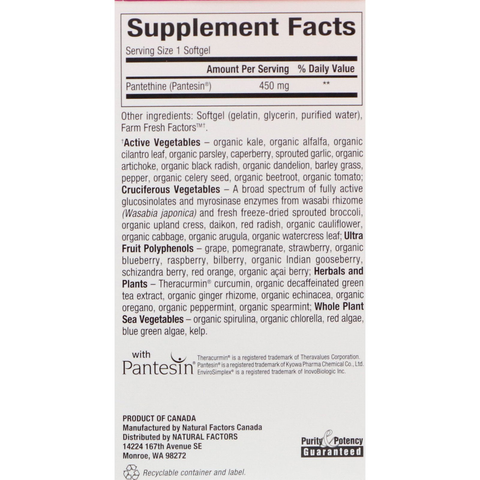 Comprar Natural Factors, BioCoenzymated, B5, Pantethine, 450 mg, 60 Softgels - Imagem 2